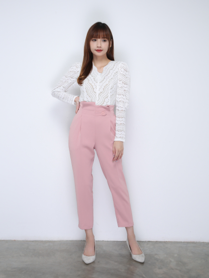 V Neck Lace Long Sleeve Top 21962