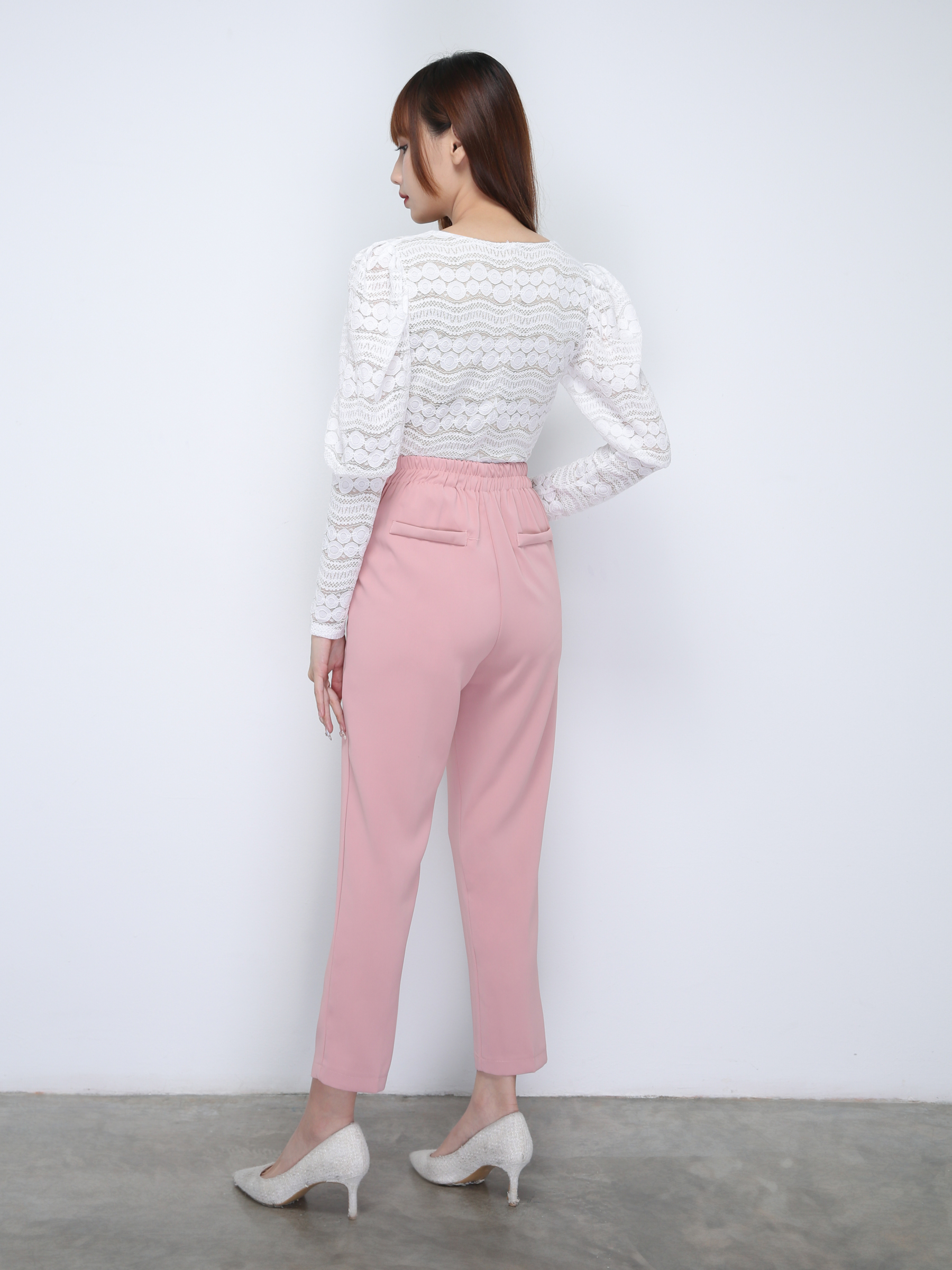 V Neck Lace Long Sleeve Top 21962