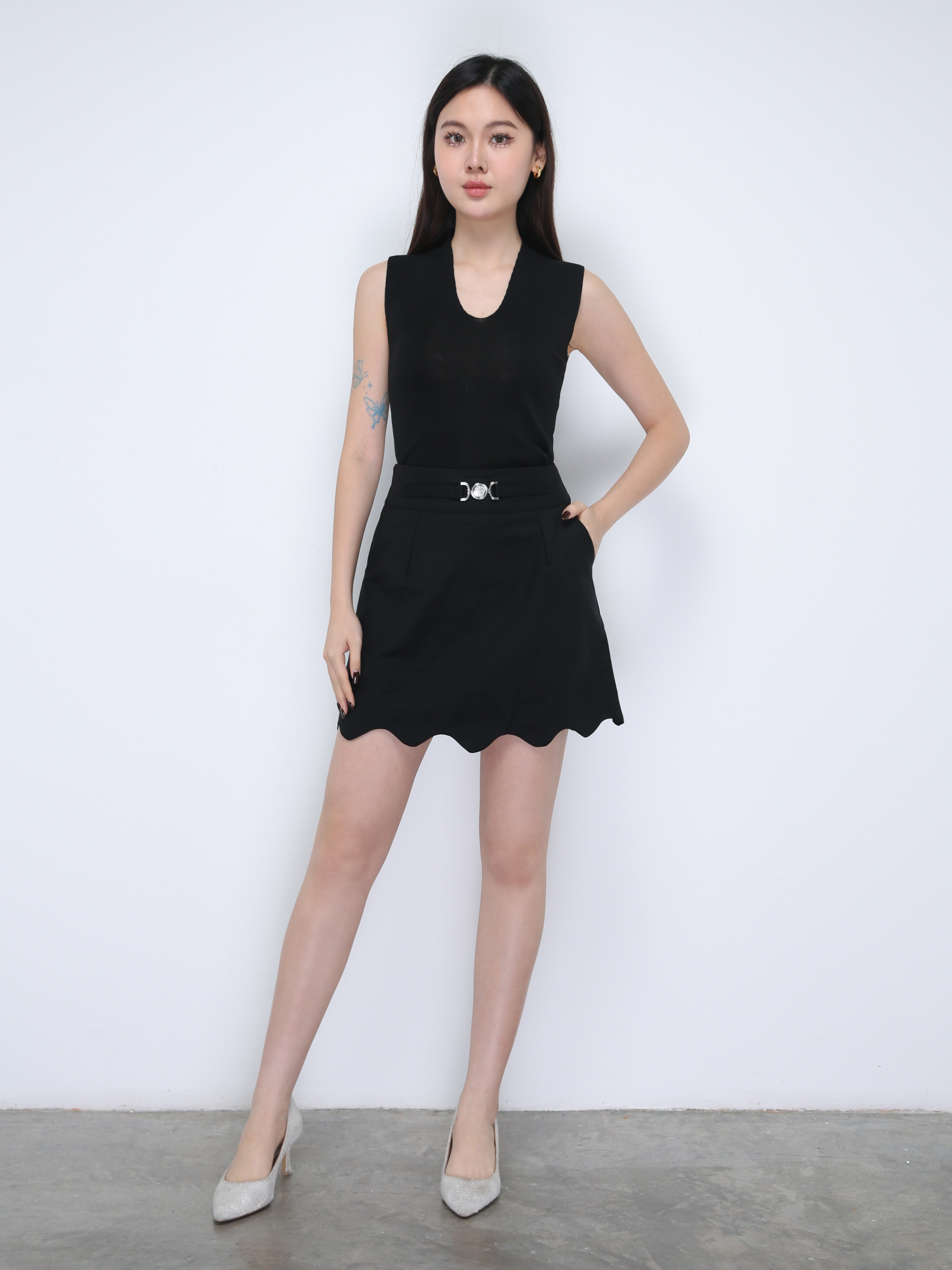 High Waist Wave Skirt Pants 35898