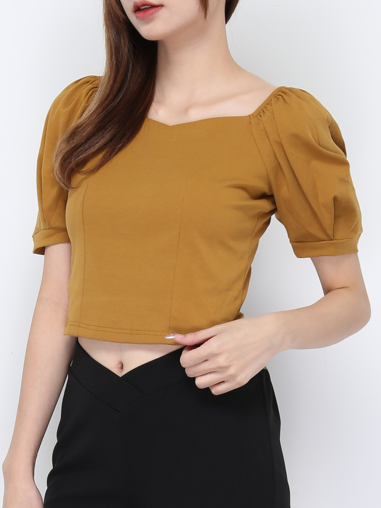 Sweetheart Neckline Plain Top 20917