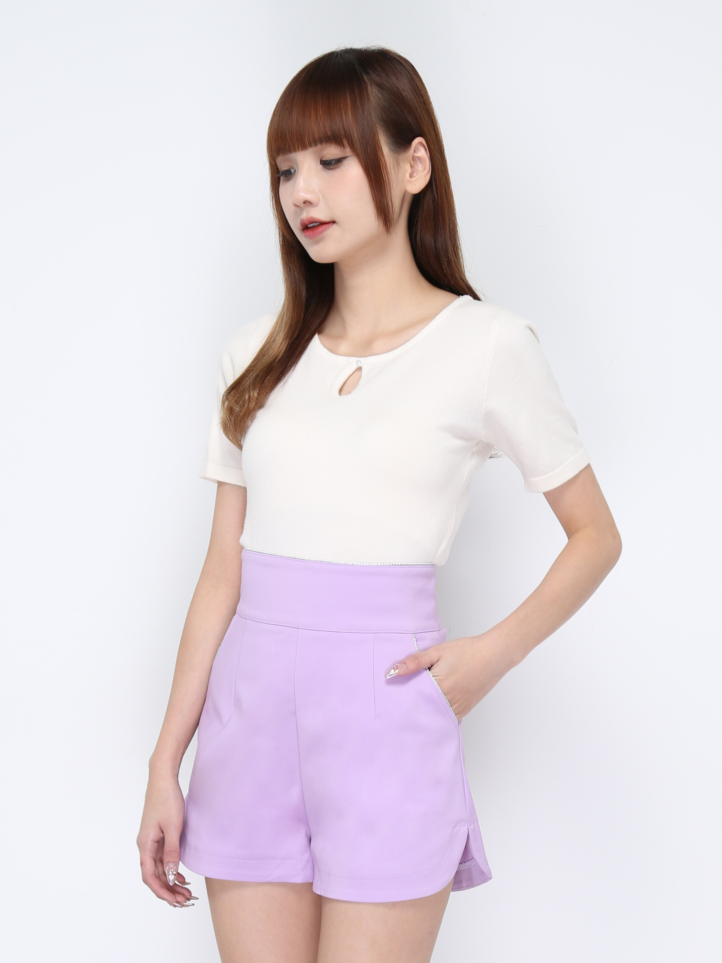 Knitted With Hole Short Sleeve Top 20634