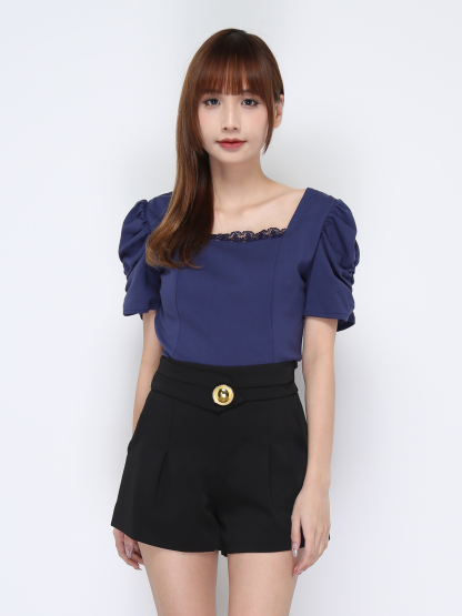 Square Neck With Lacce Top 20641