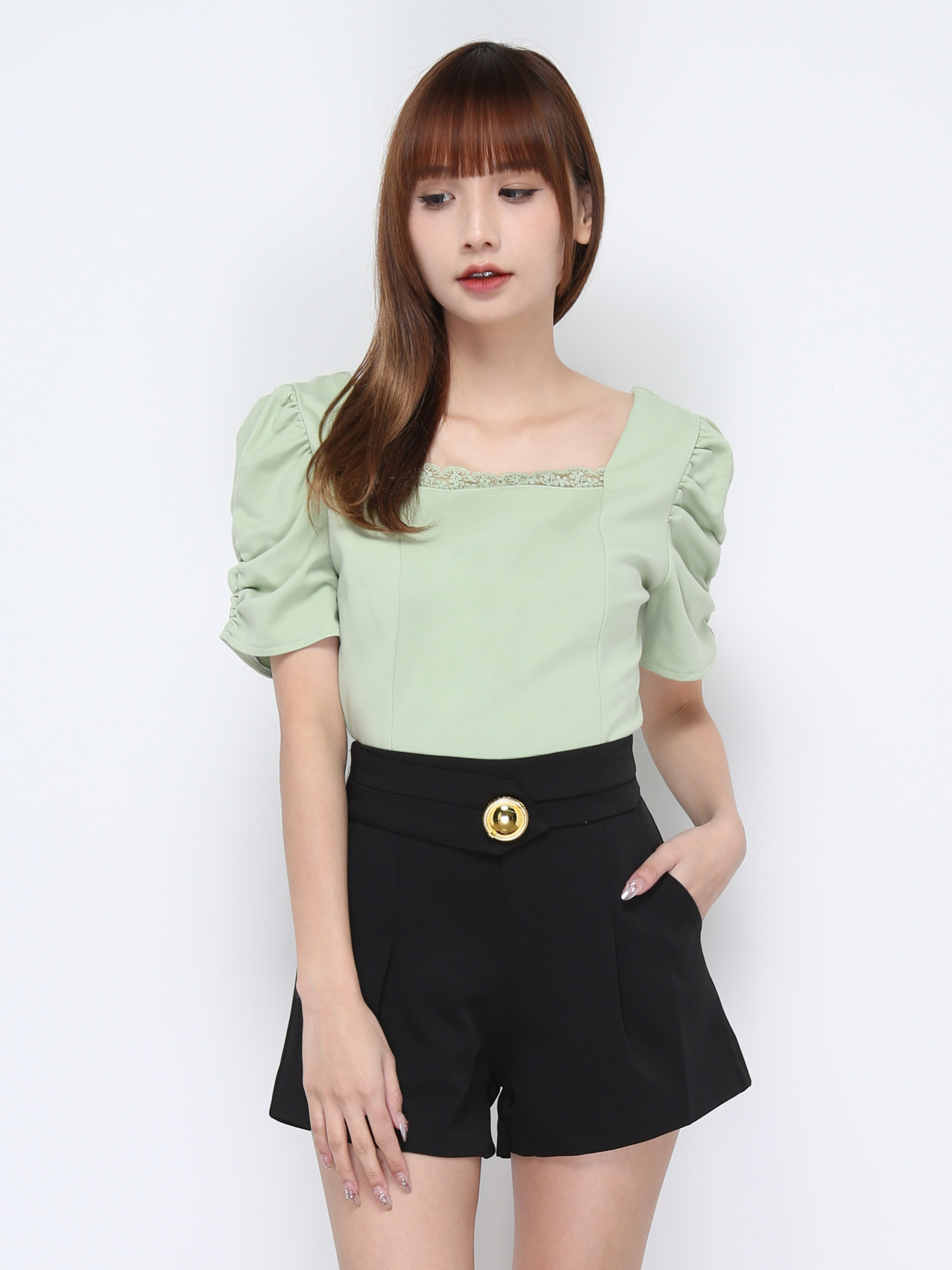 Square Neck With Lacce Top 20641