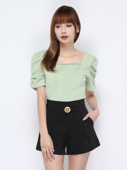 Square Neck With Lacce Top 20641