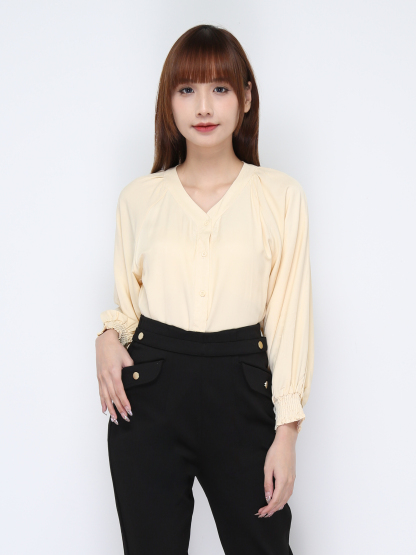 Satin Long Sleeve With Front Button Blouse 20916