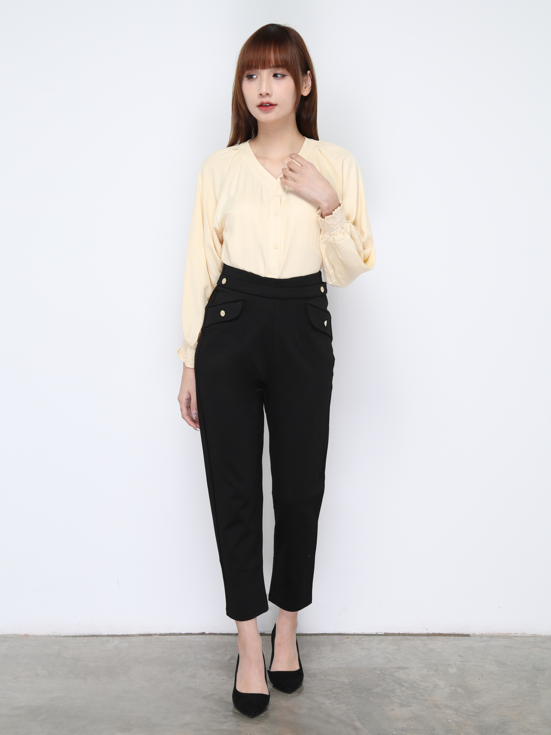 Satin Long Sleeve With Front Button Blouse 20916