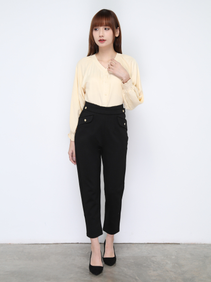 Satin Long Sleeve With Front Button Blouse 20916