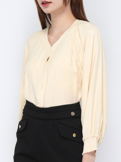 Satin Long Sleeve With Front Button Blouse 20916