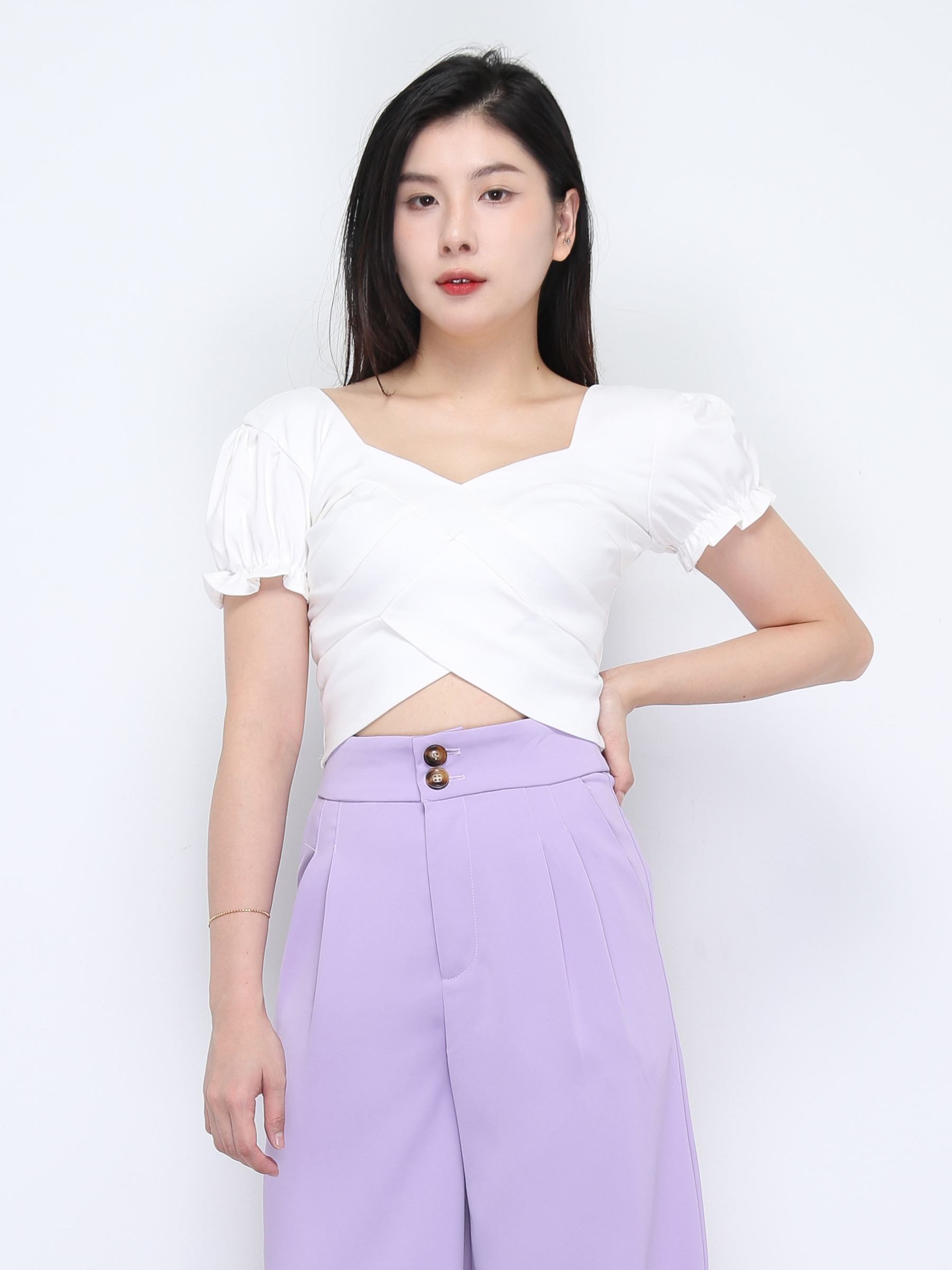 Puff Sleeve Wrap Top DJ027