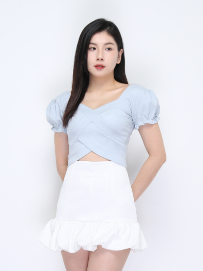 Puff Sleeve Wrap Top DJ027