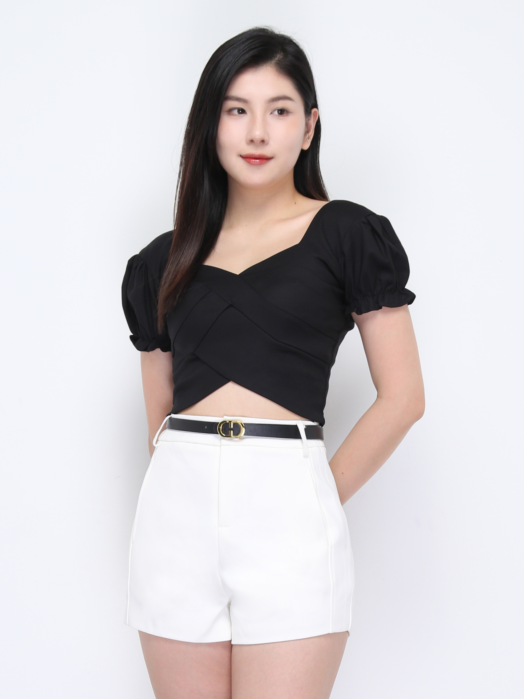 Puff Sleeve Wrap Top DJ027