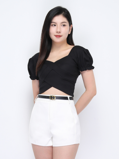 Puff Sleeve Wrap Top DJ027