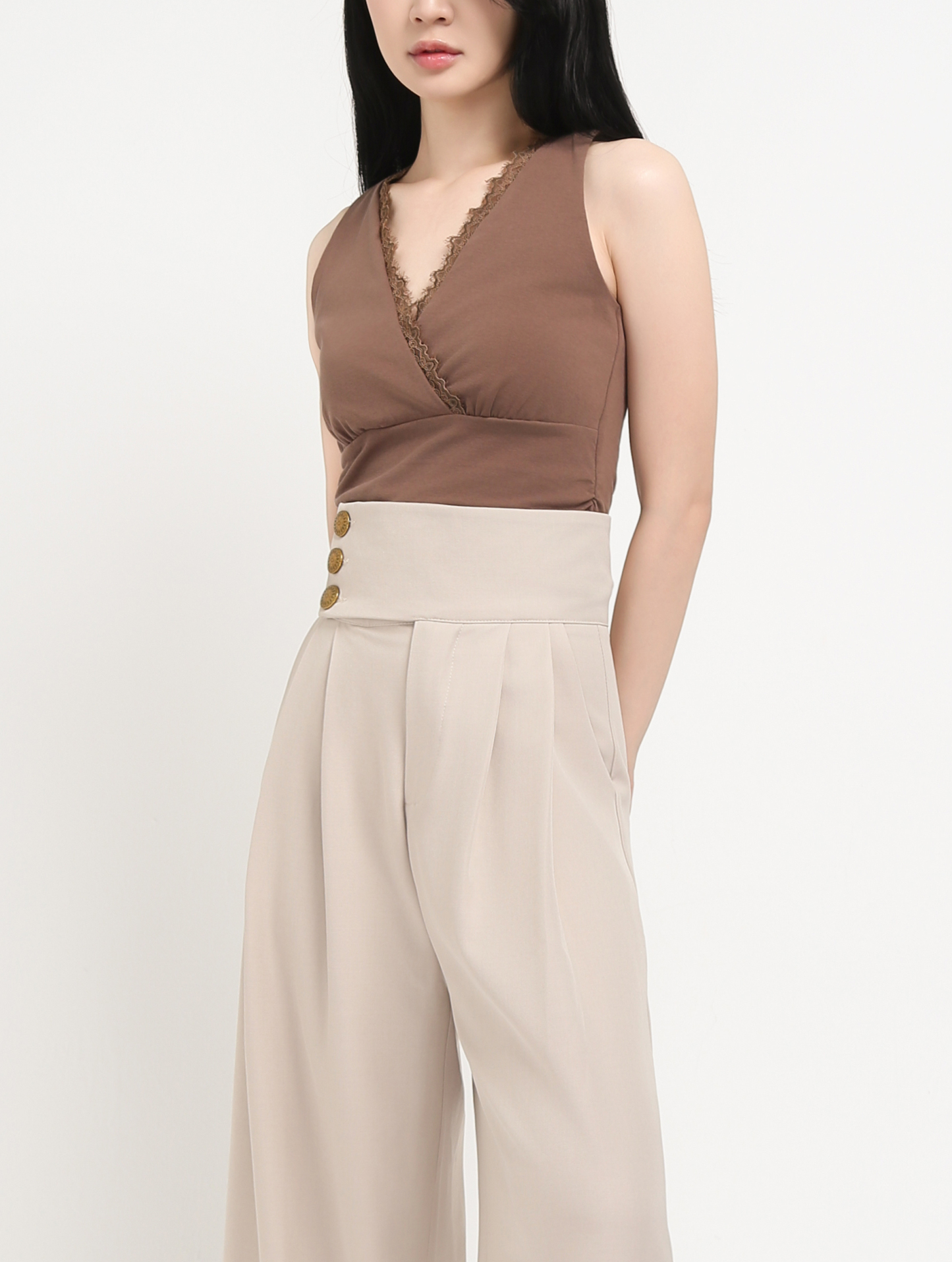 Sleeveless Wrap Lace Top DJ076