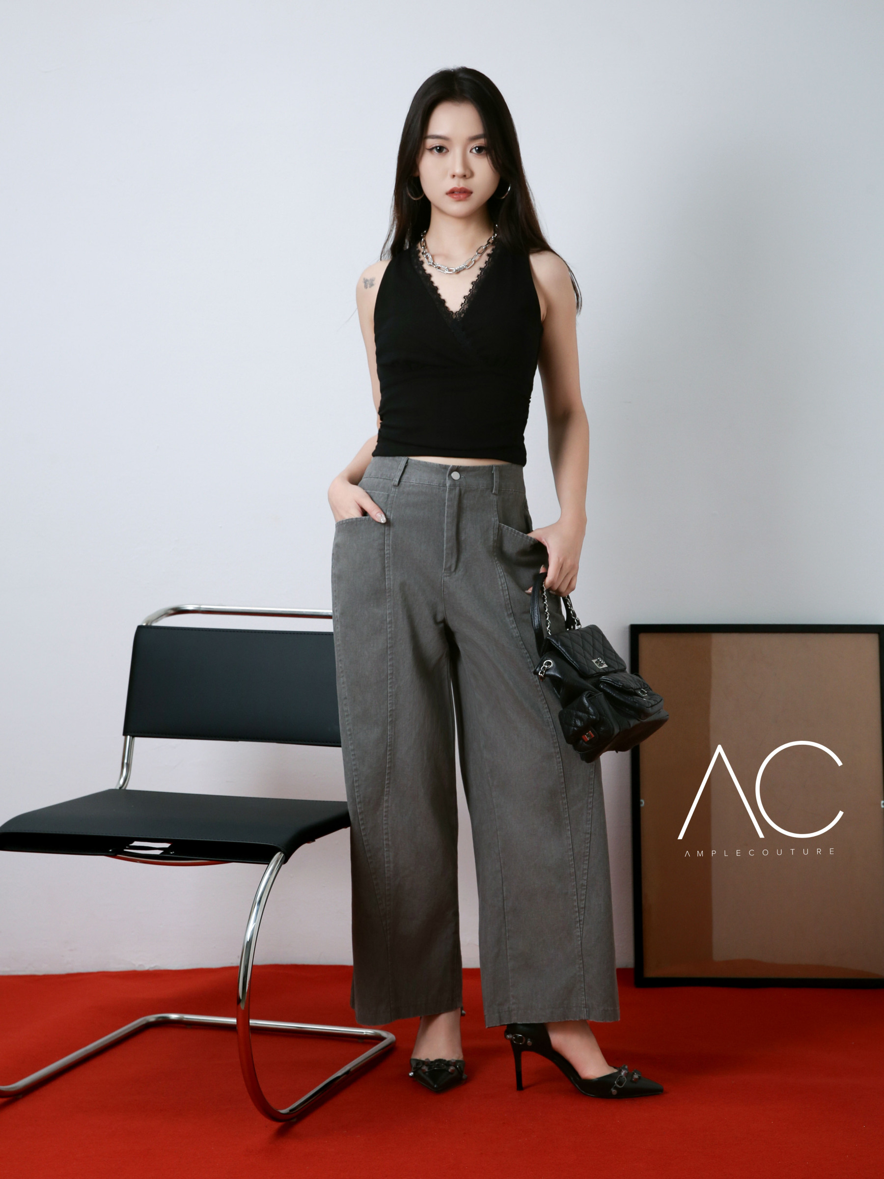 Sleeveless Wrap Lace Top DJ076