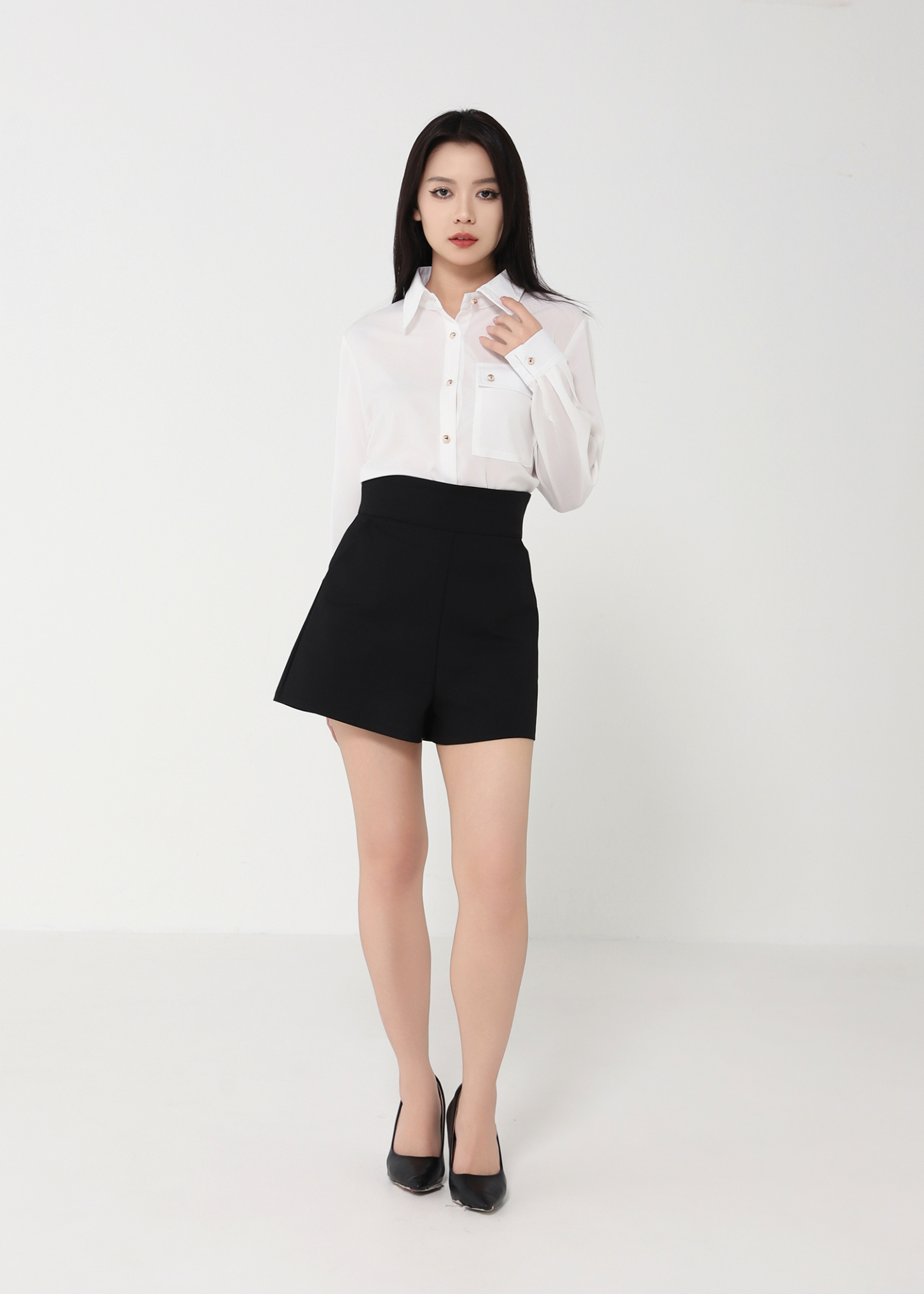 Long Sleeve Front Button Blouse DJ092