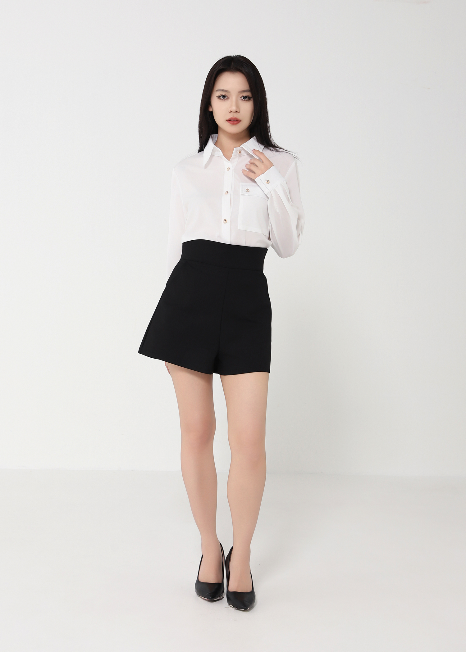 Long Sleeve Front Button Blouse DJ092