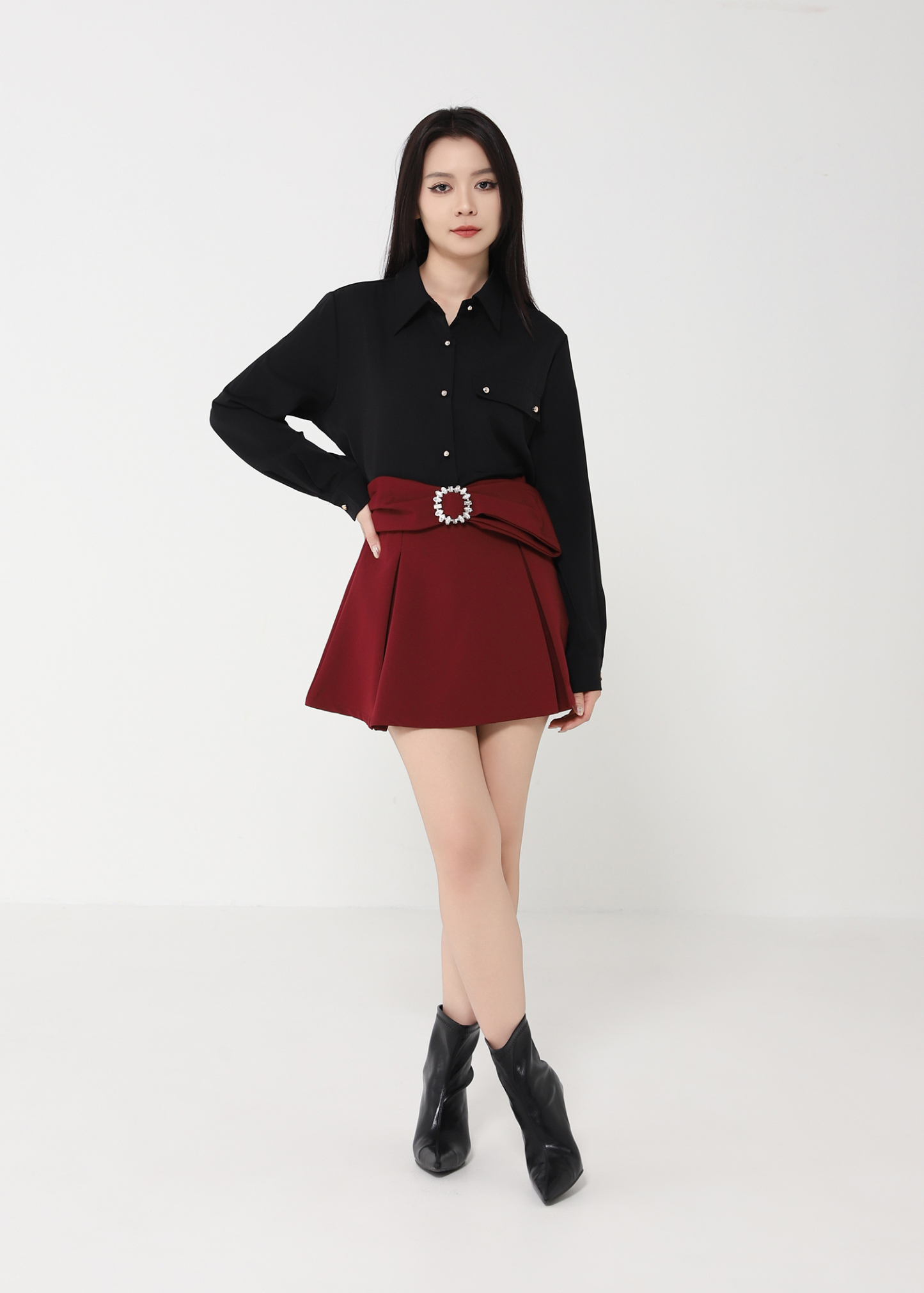 Long Sleeve Front Button Blouse DJ092