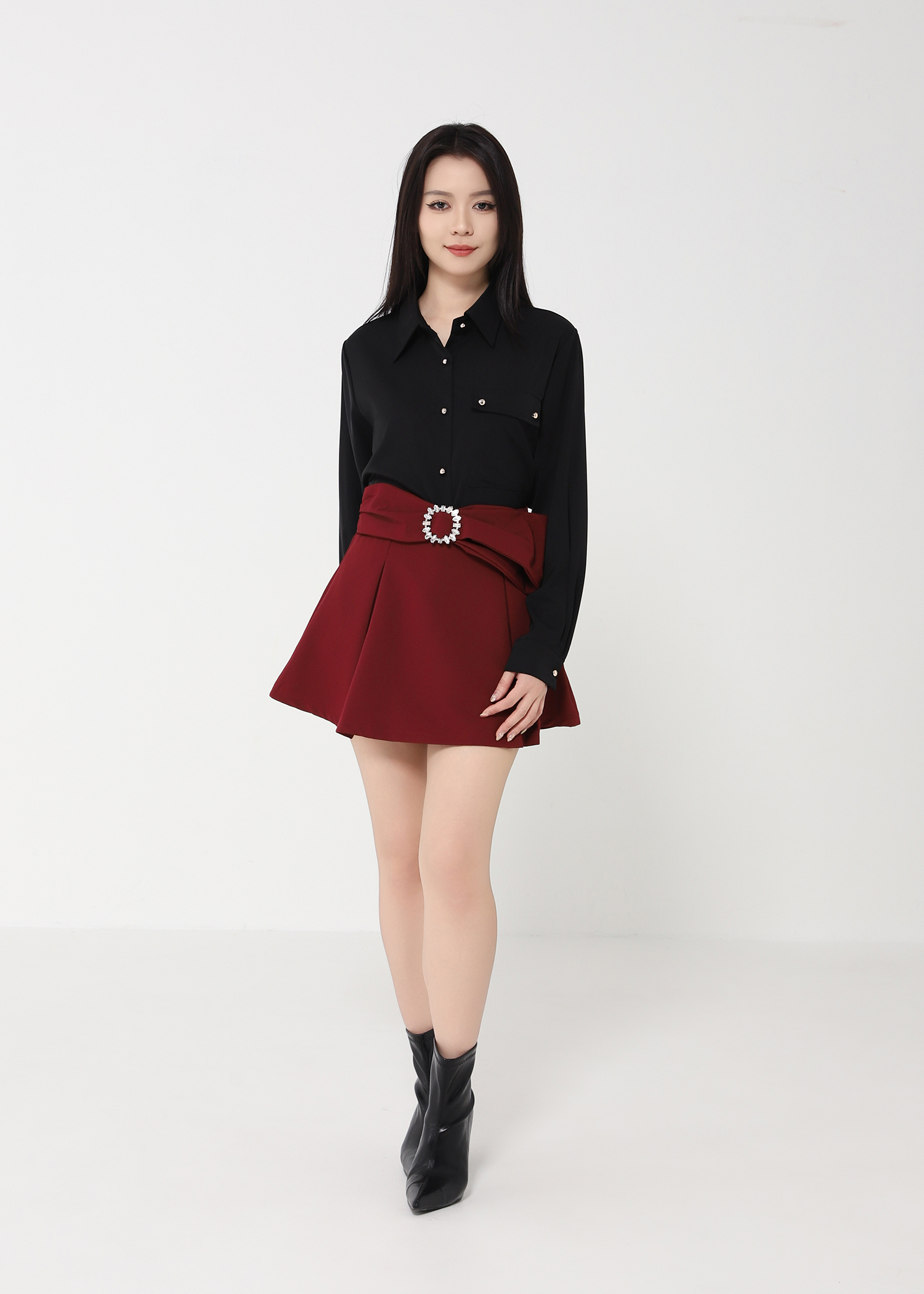 Long Sleeve Front Button Blouse DJ092