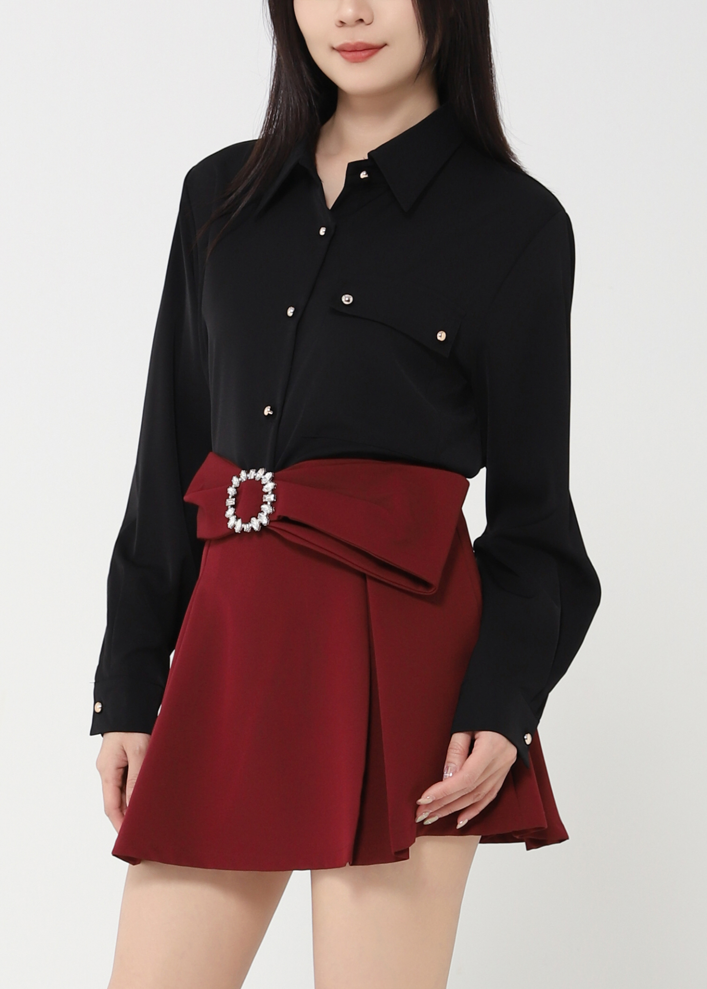 Long Sleeve Front Button Blouse DJ092