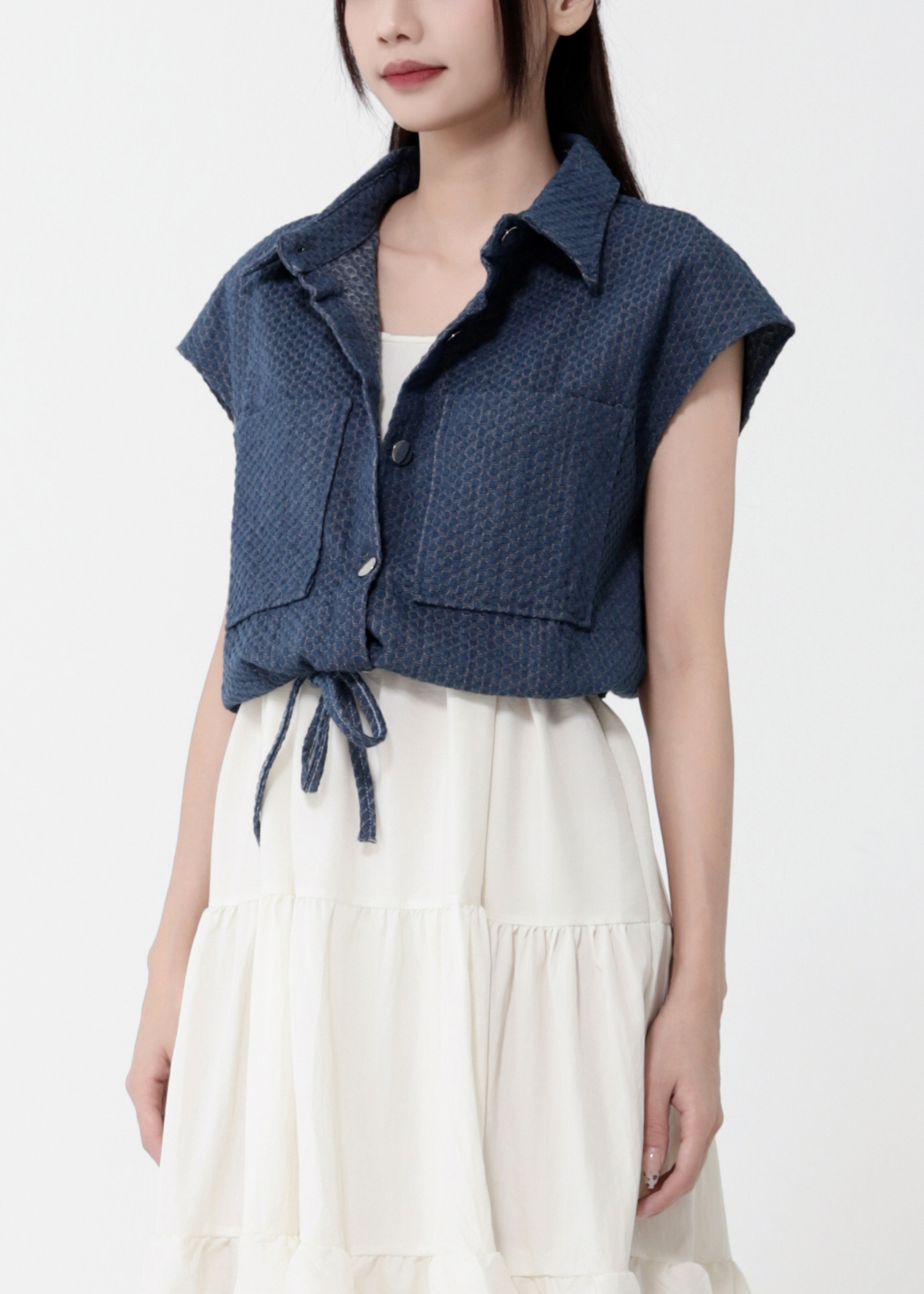 Elagent Dress With Denim Top Set DJ127