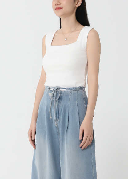 Denim Waist Drawstring Long Pants DJ133
