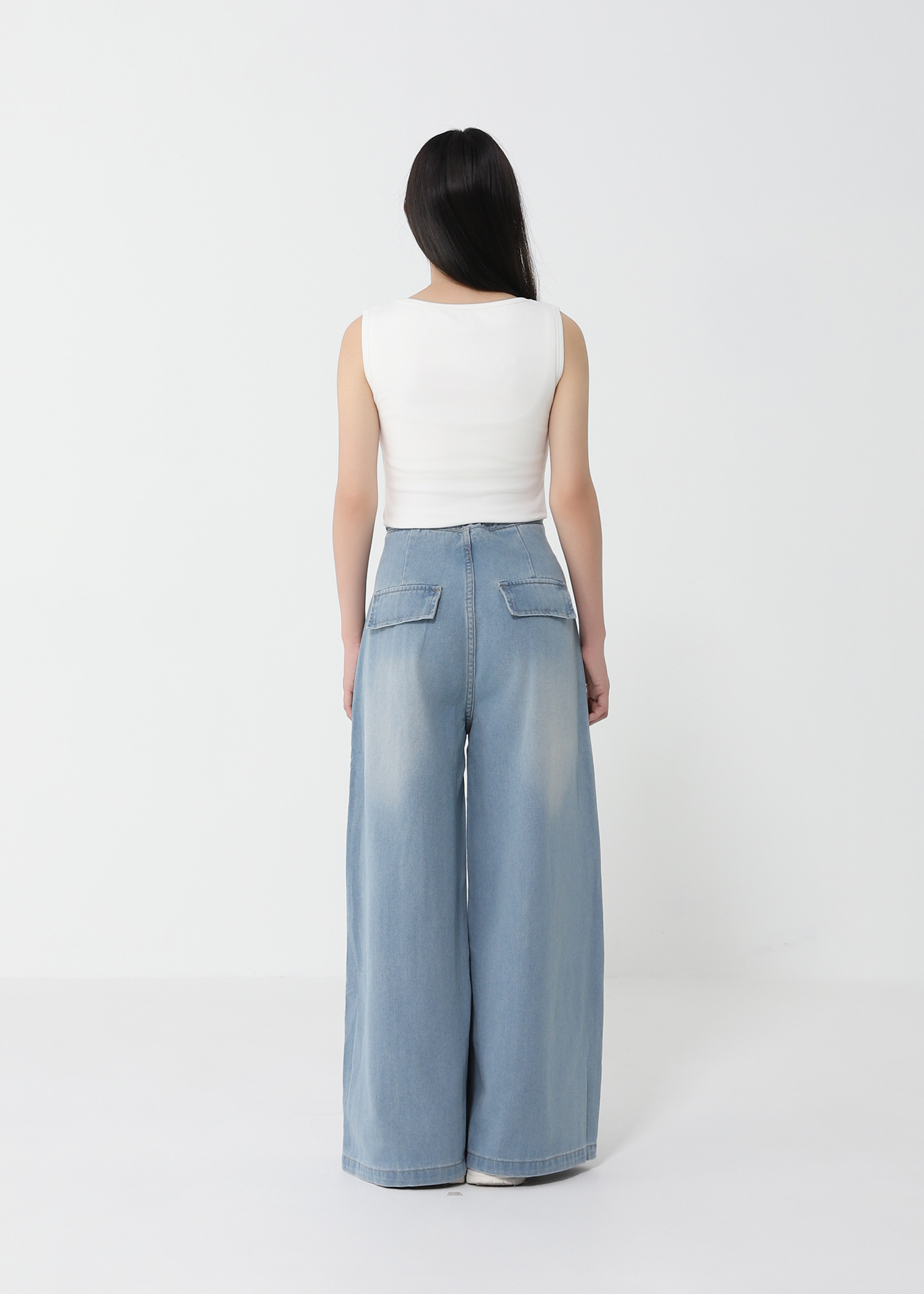 Denim Waist Drawstring Long Pants DJ133