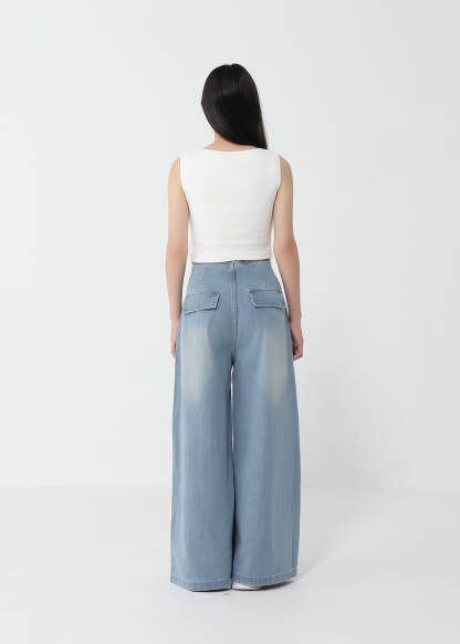 Denim Waist Drawstring Long Pants DJ133