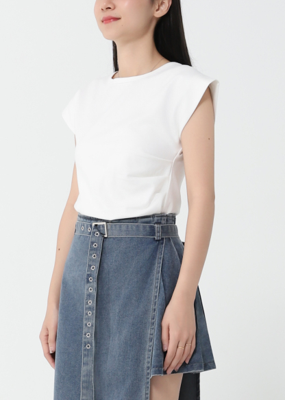 Cap Sleeve Side Pleated Top DJ134