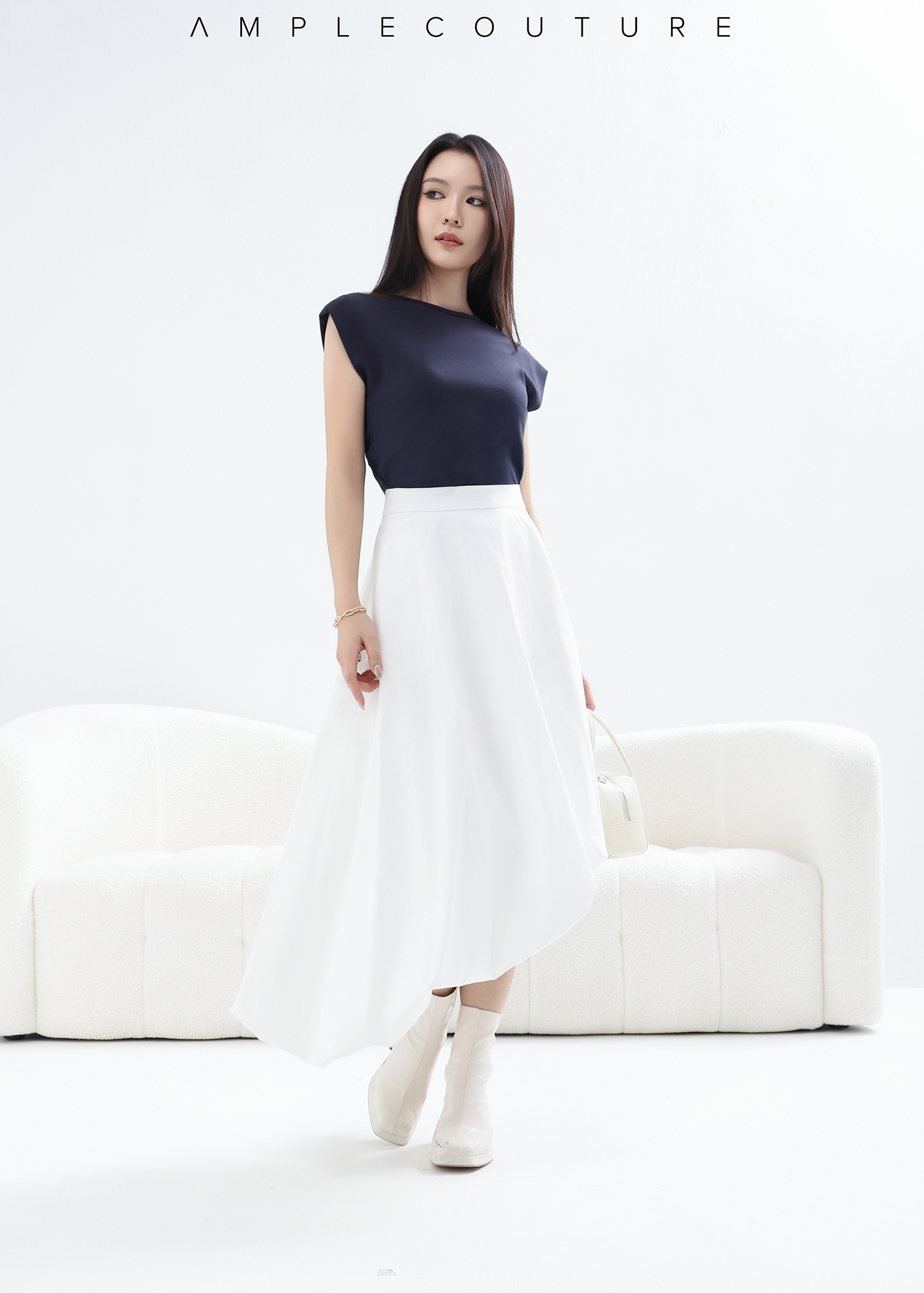 Elegant A-Line Midi Skirt AC356