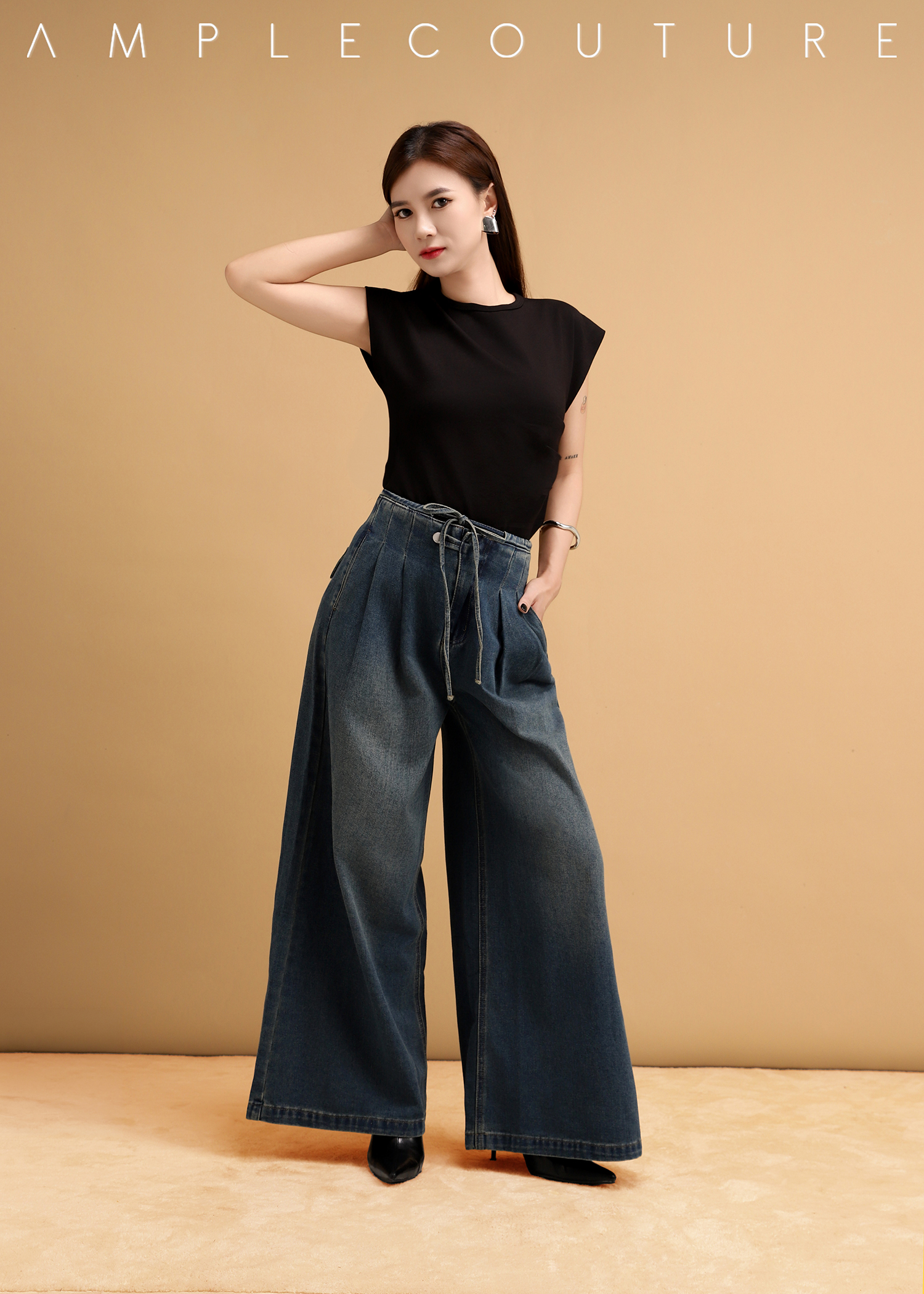 Cap Sleeve Side Pleated Top DJ134