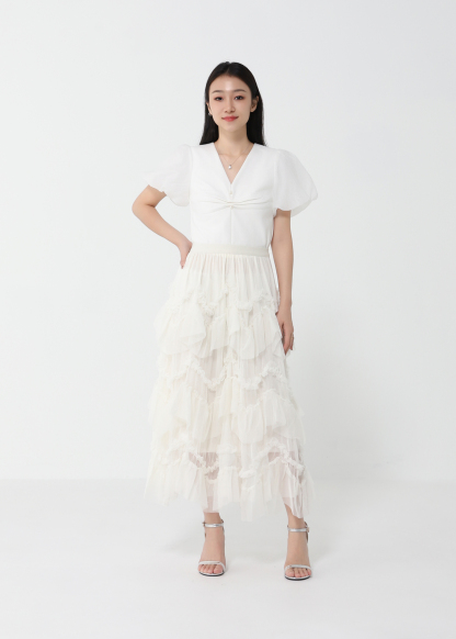 Layered Mesh Maxi Skirt DJ137