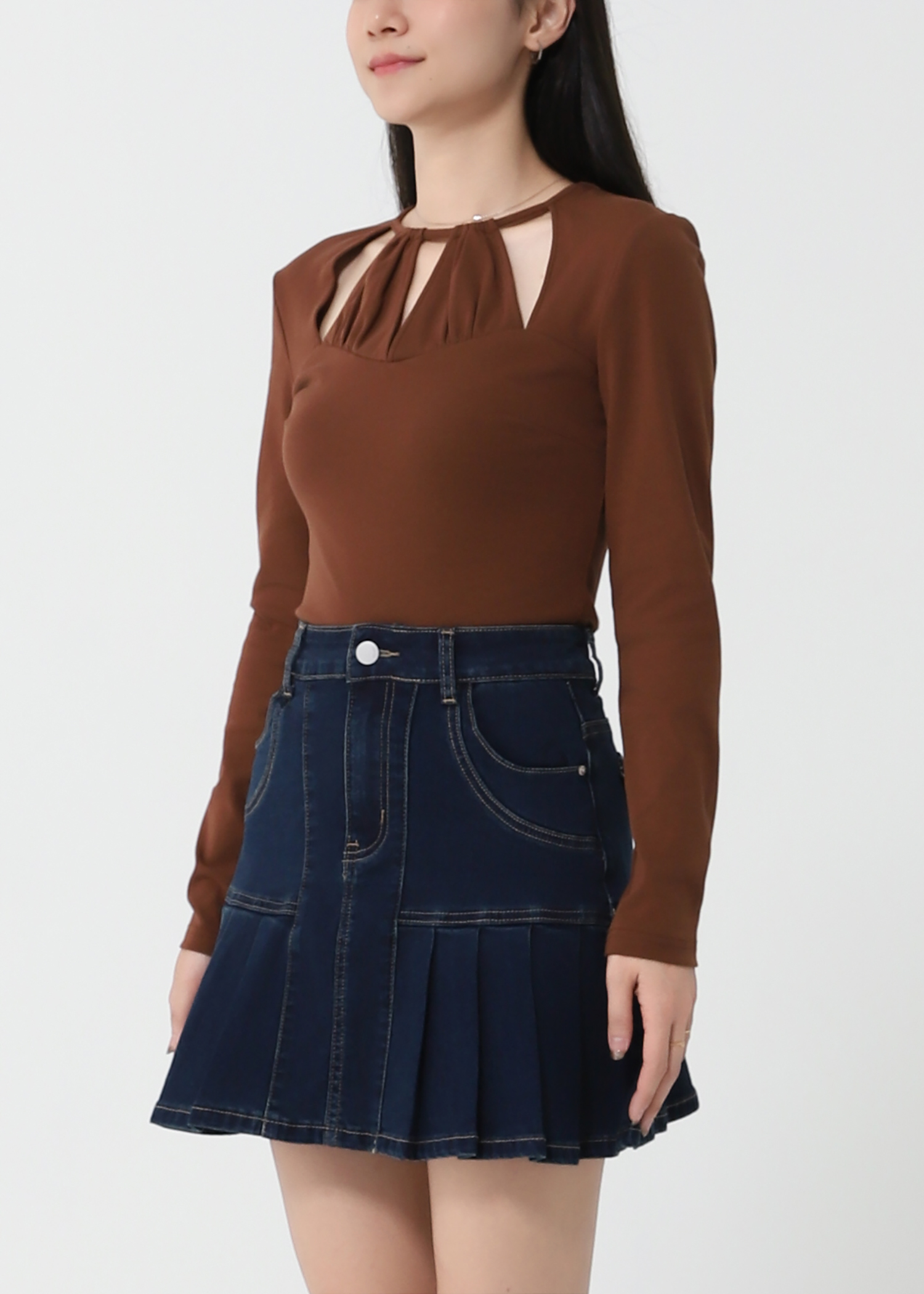 Denim Pleated Skirt Pant DJ140