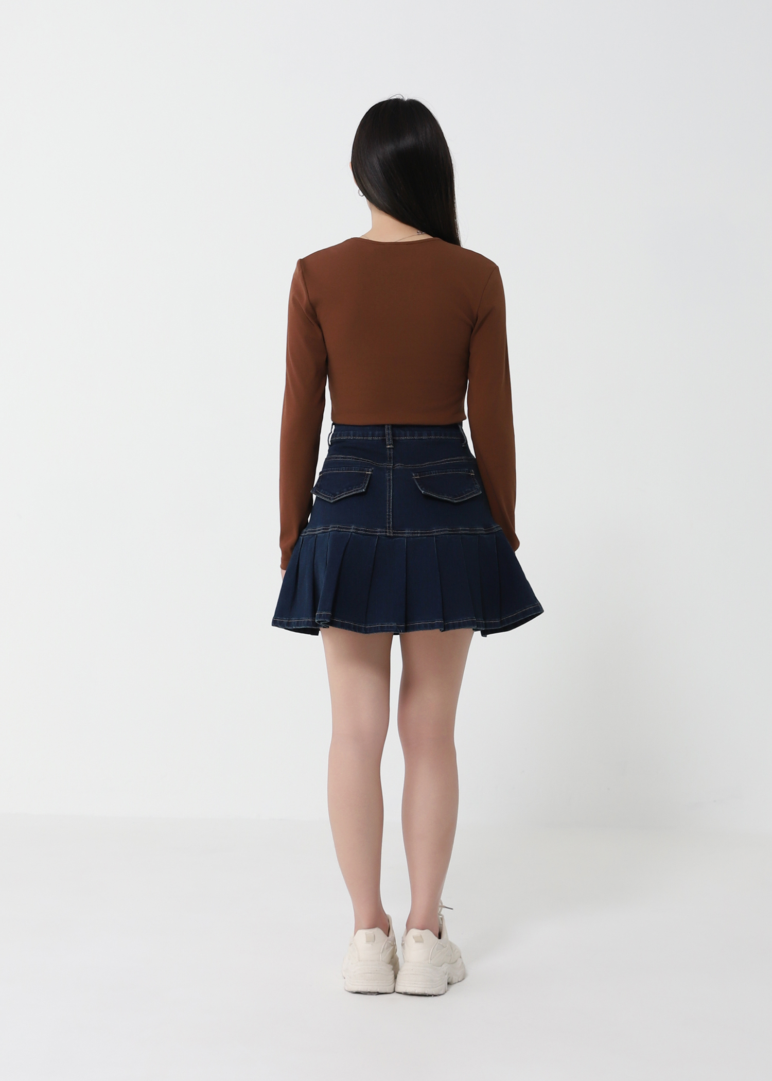 Denim Pleated Skirt Pant DJ140
