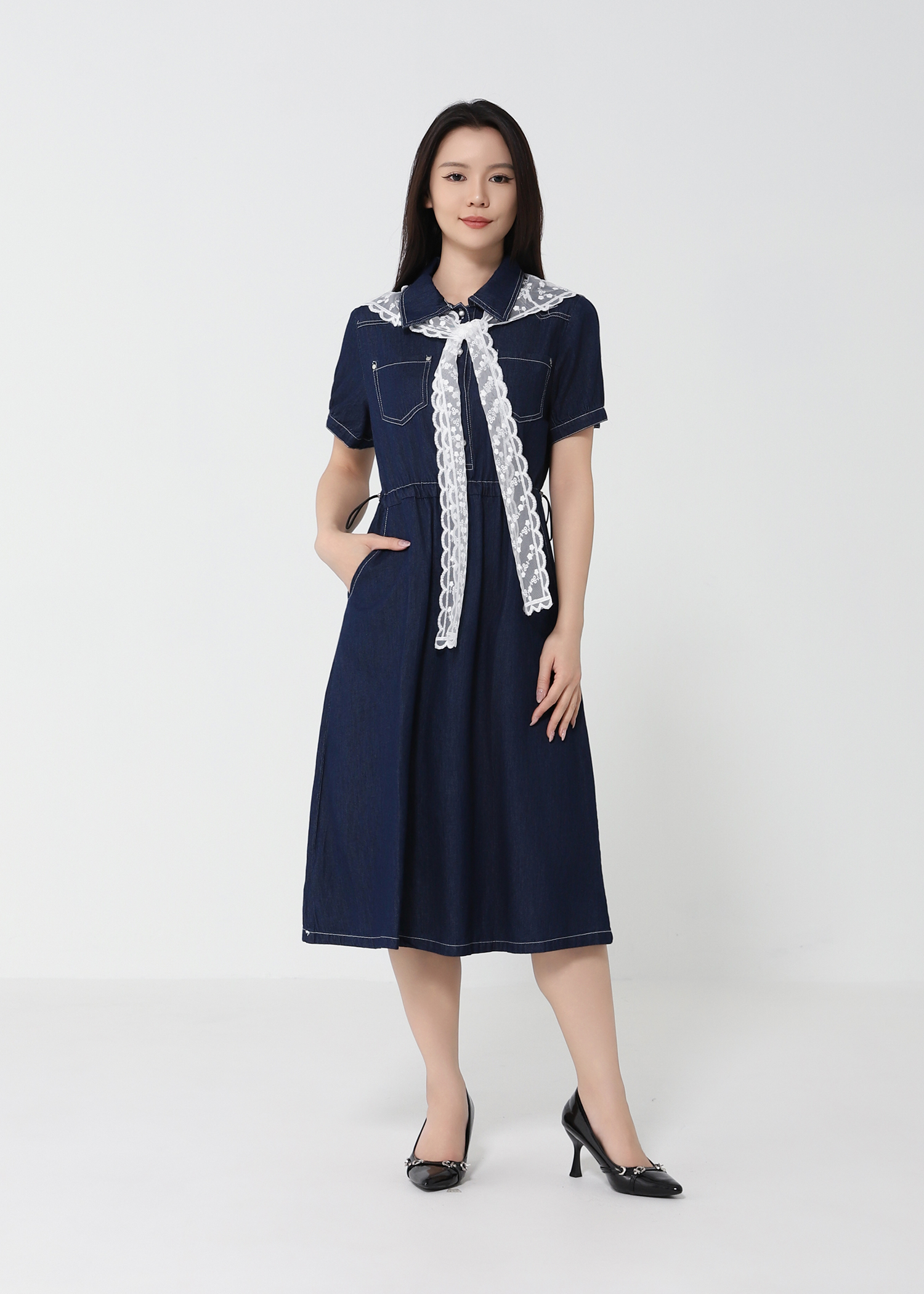 Denim With Scarf Dress DJ146