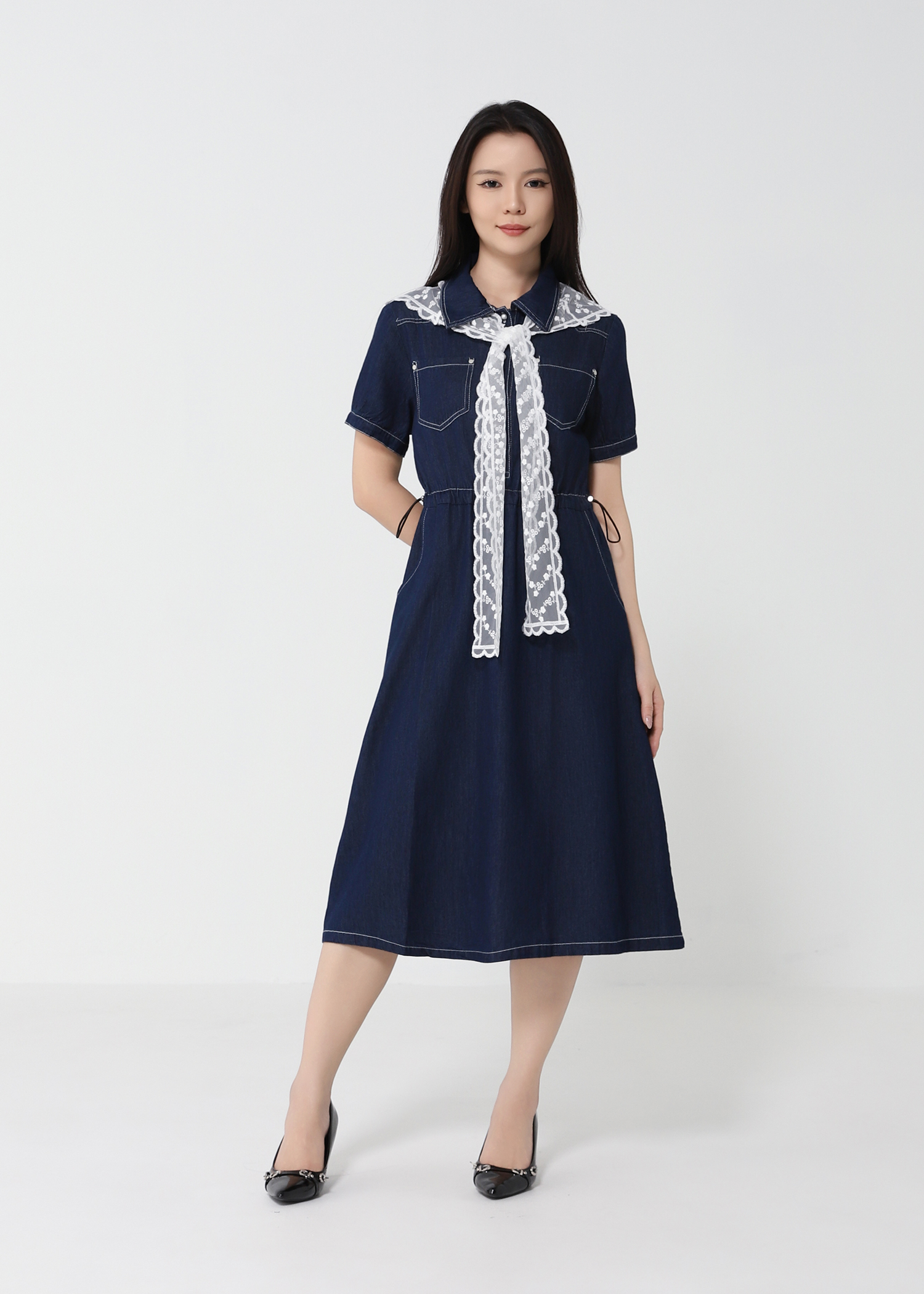 Denim With Scarf Dress DJ146
