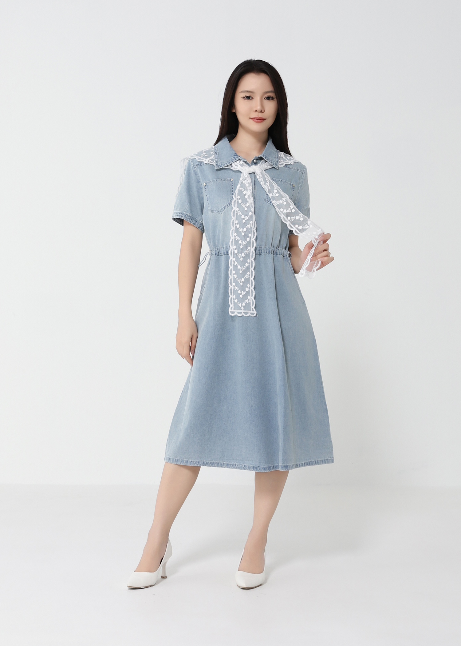 Denim With Scarf Dress DJ146