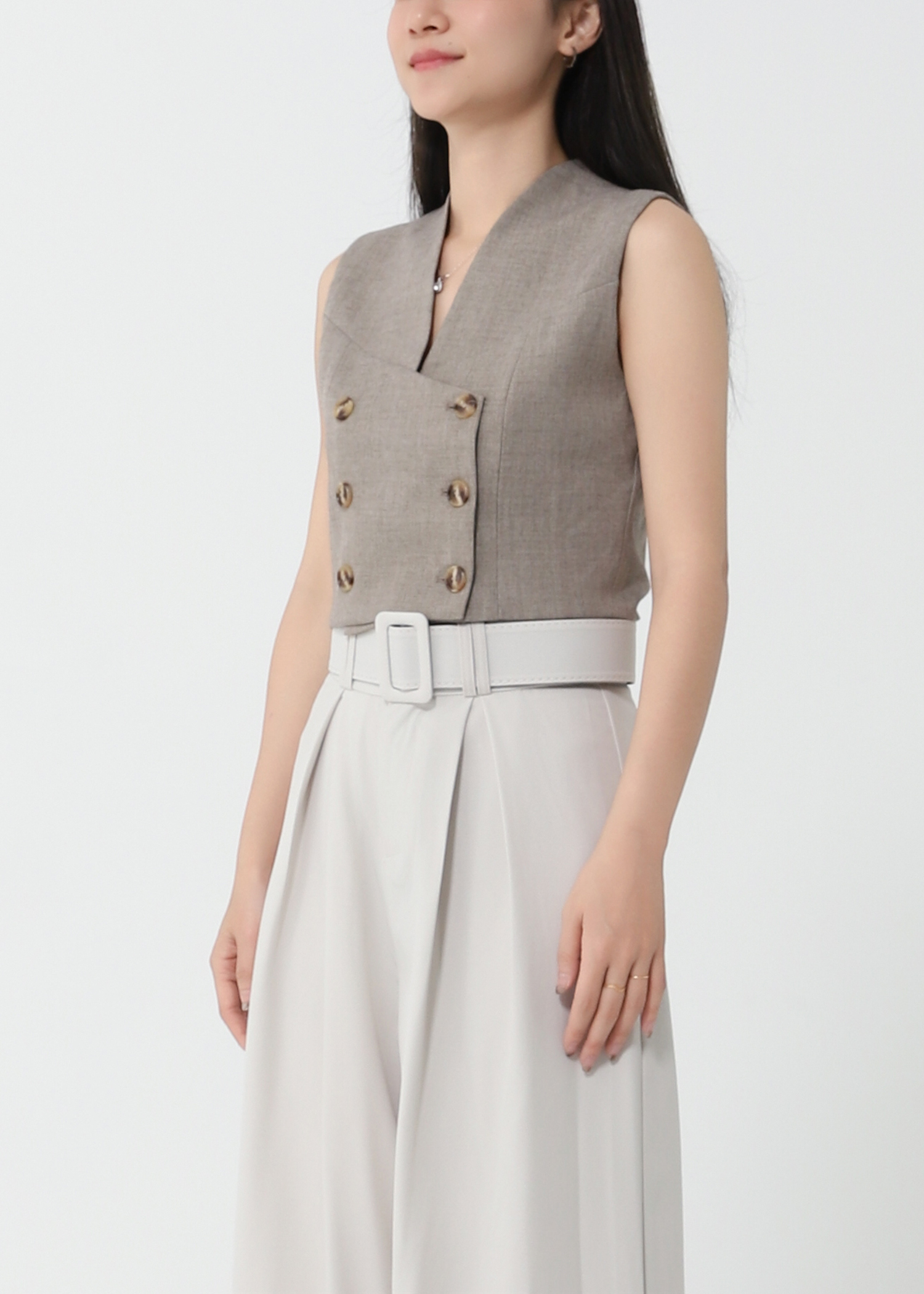 Casual Straight Drape With Belt Long Pant DJ151