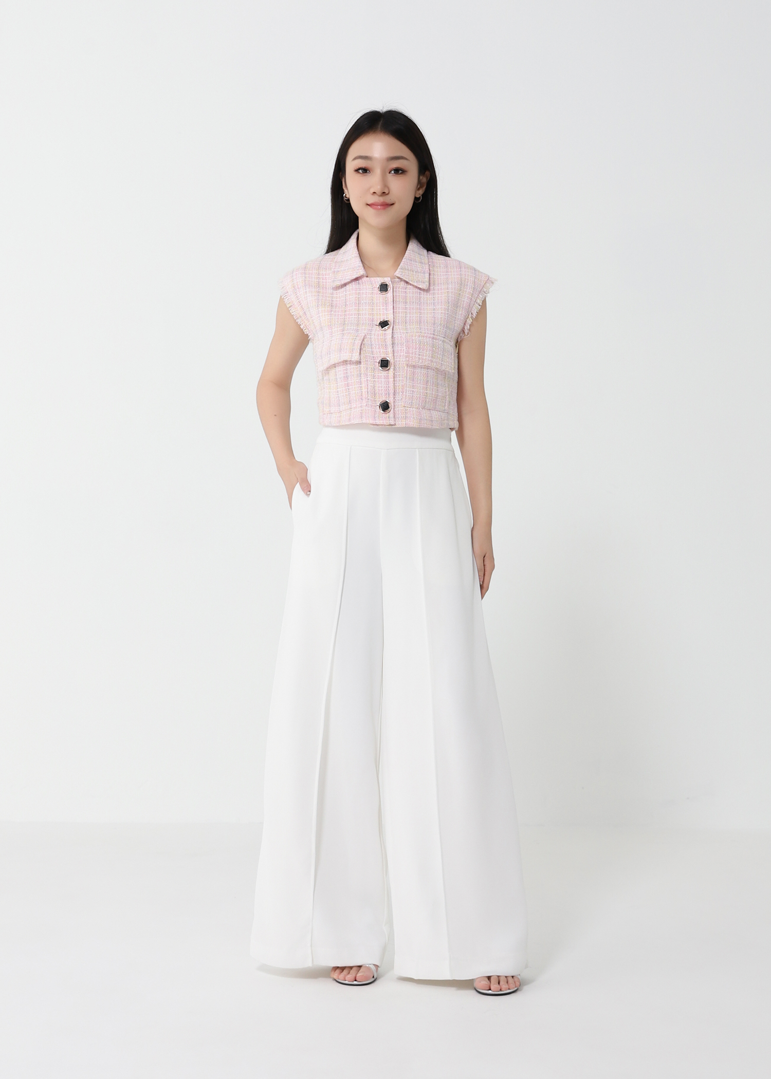 High Waist Wide Leg Elastic Waist Long Pant DJ152