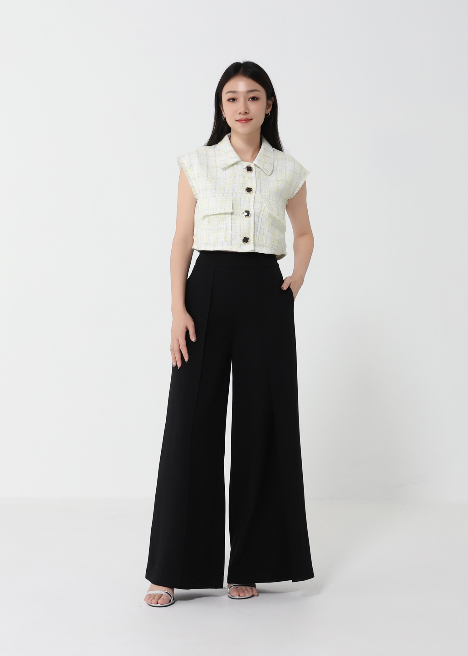 High Waist Wide Leg Elastic Waist Long Pant DJ152