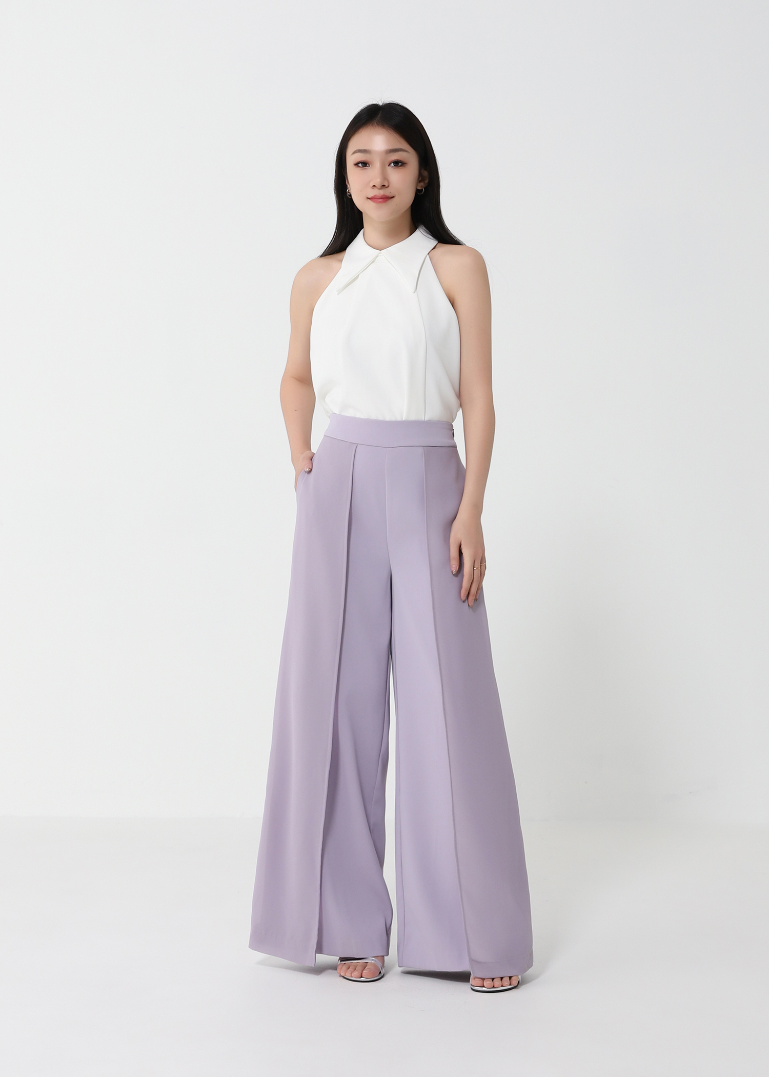 High Waist Wide Leg Elastic Waist Long Pant DJ152