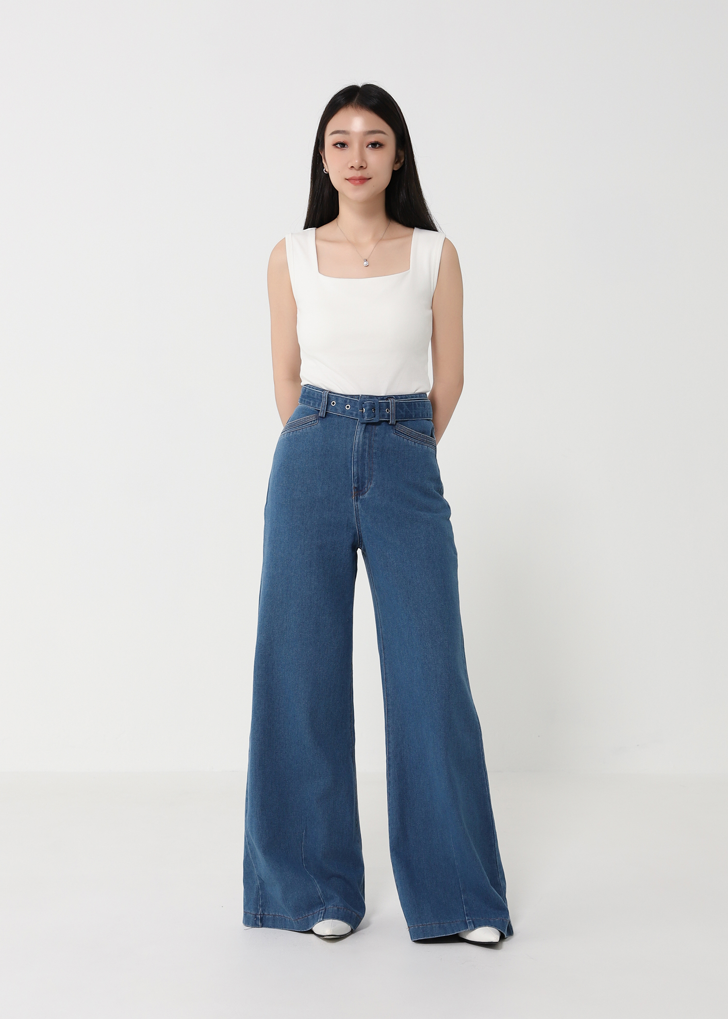 Denim With Belt Long Pants DJ155