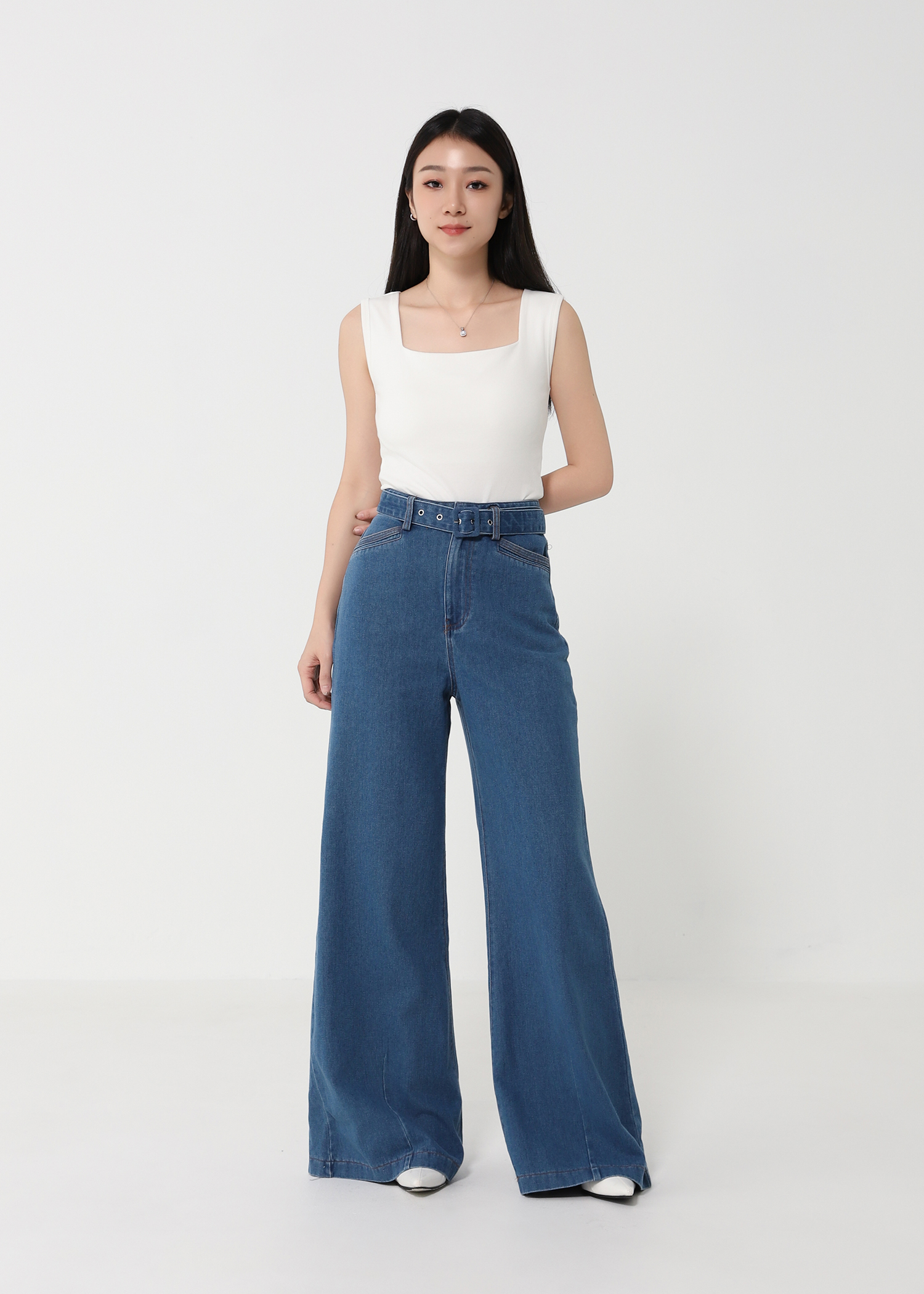 Denim With Belt Long Pants DJ155