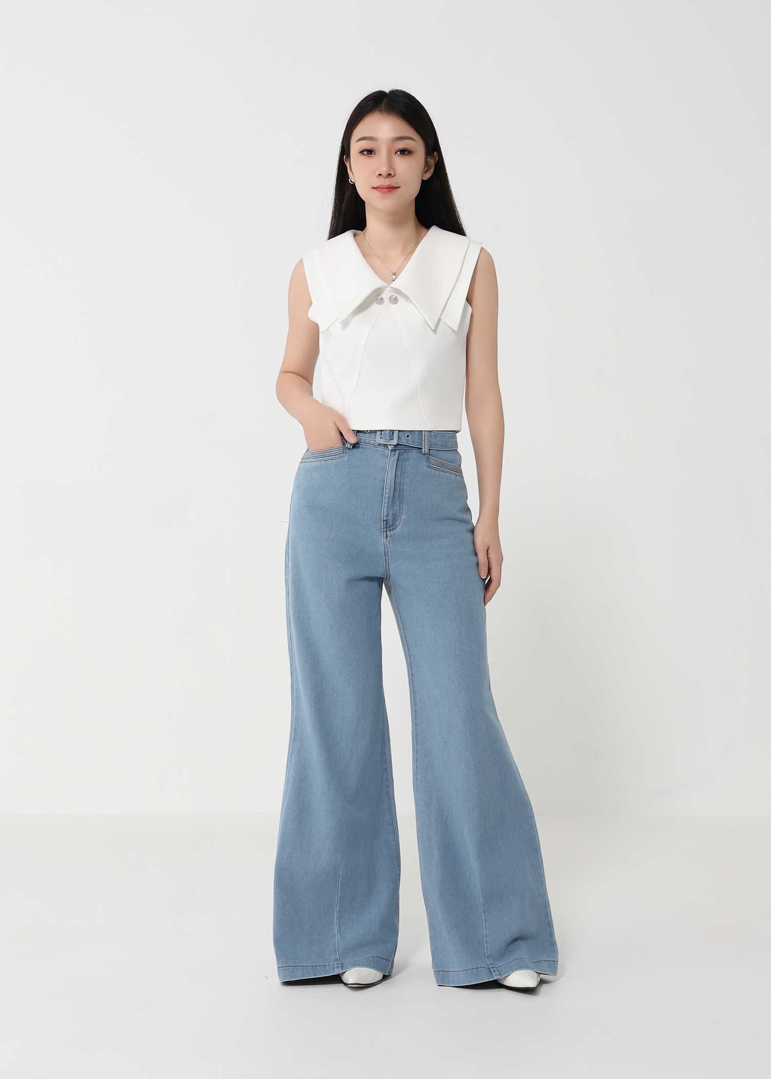 Denim With Belt Long Pants DJ155