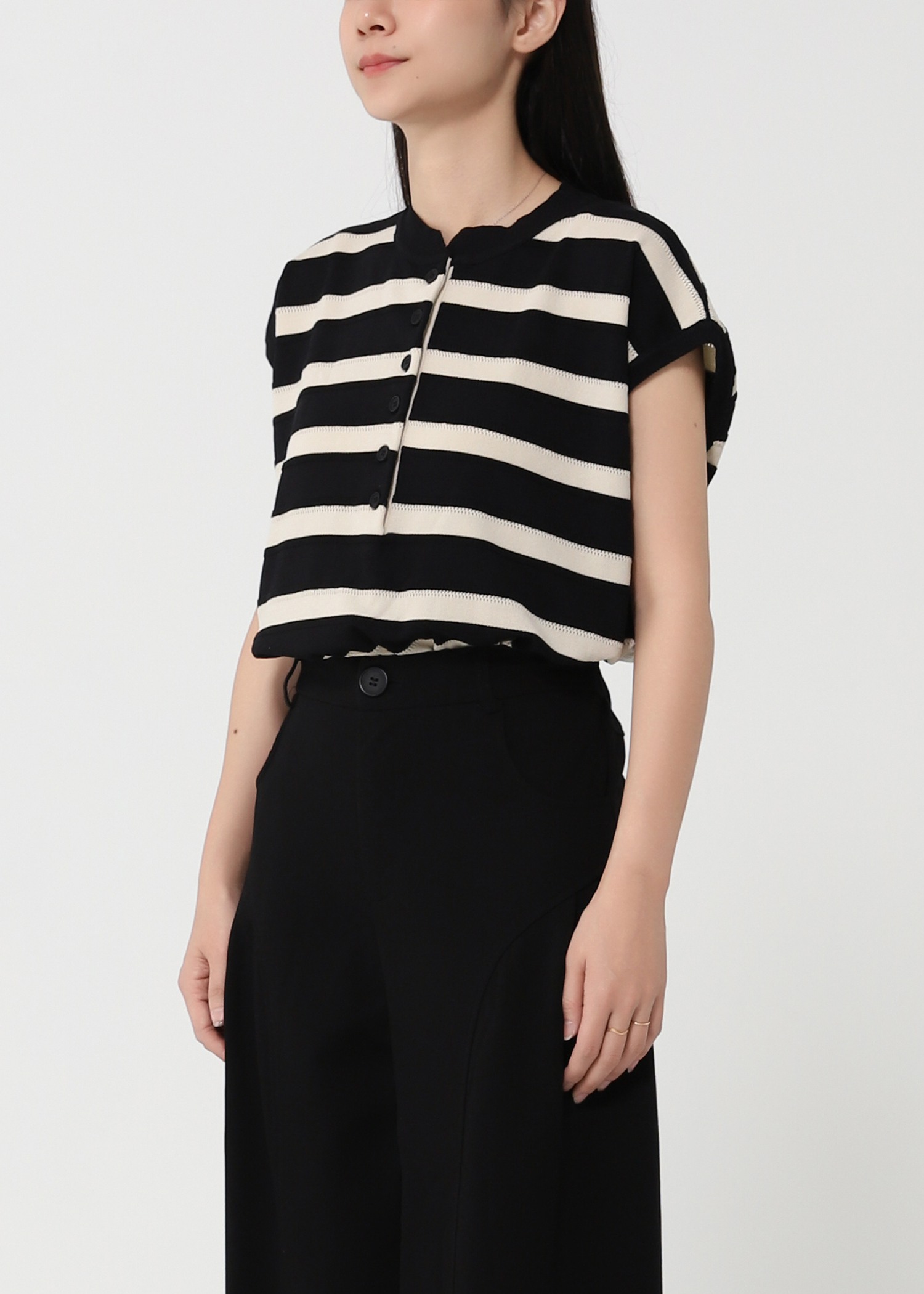 Stripe With Front Button Top DJ157