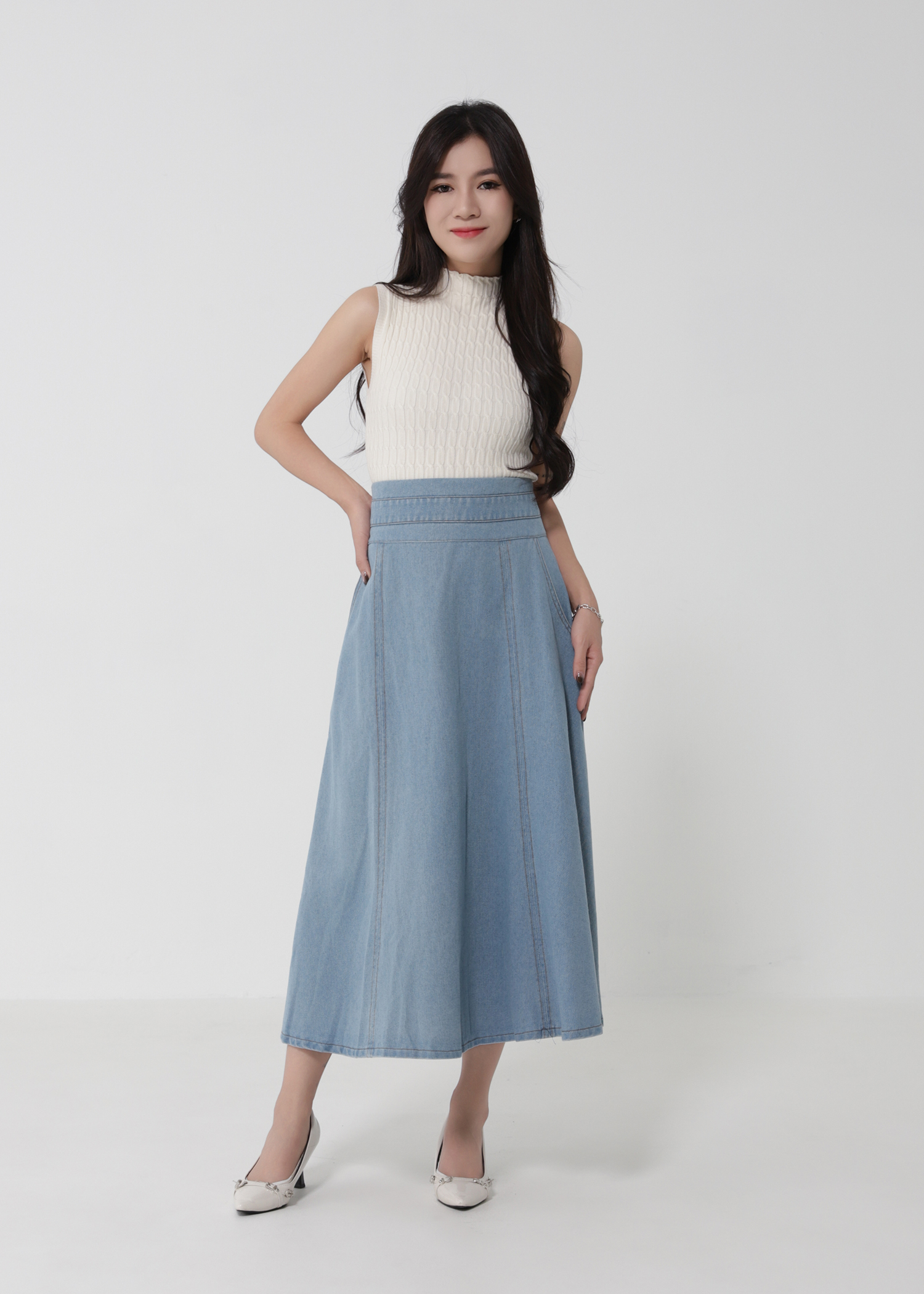 Denim High Waist Back Zip DJ167