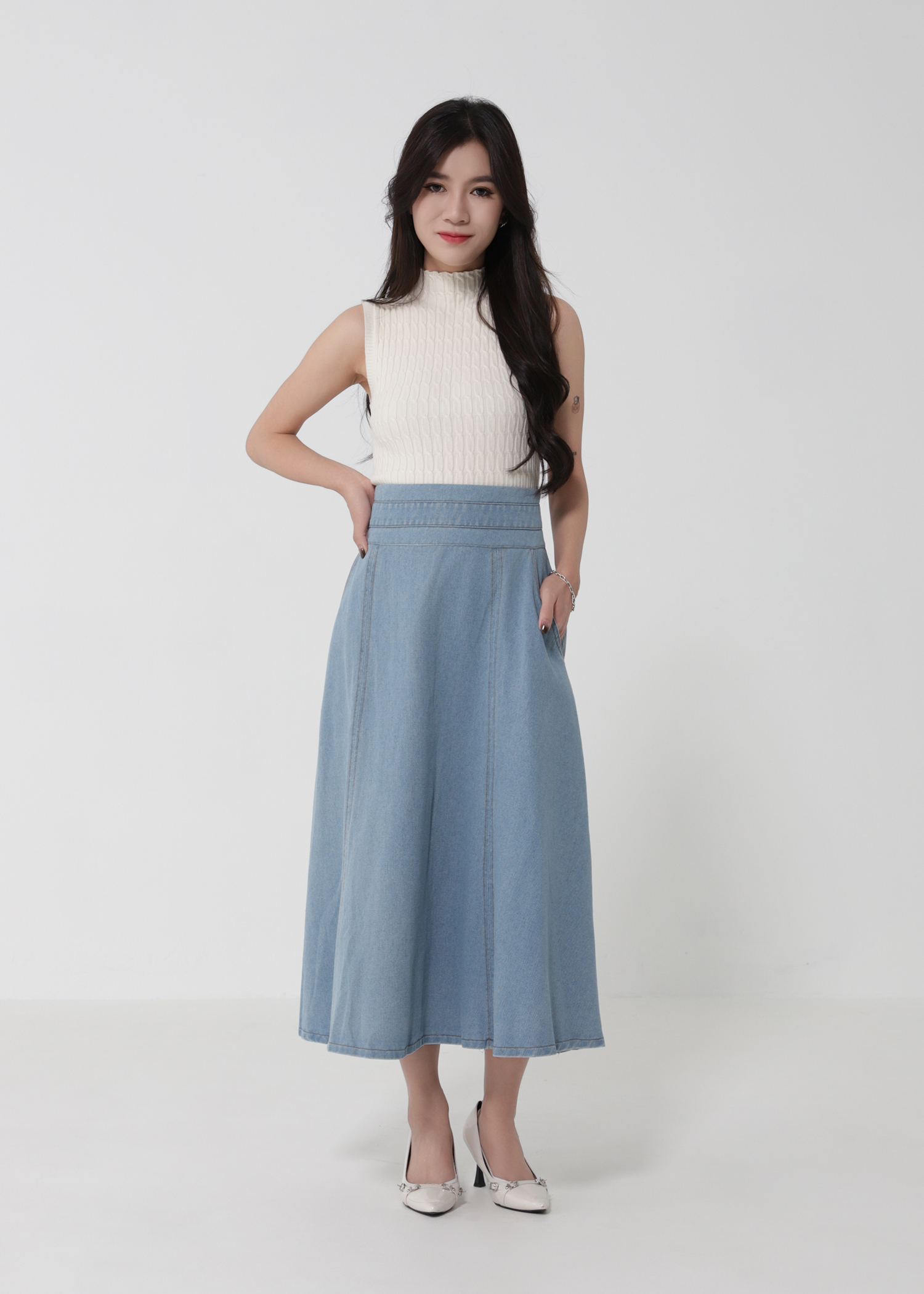 Denim High Waist Back Zip DJ167