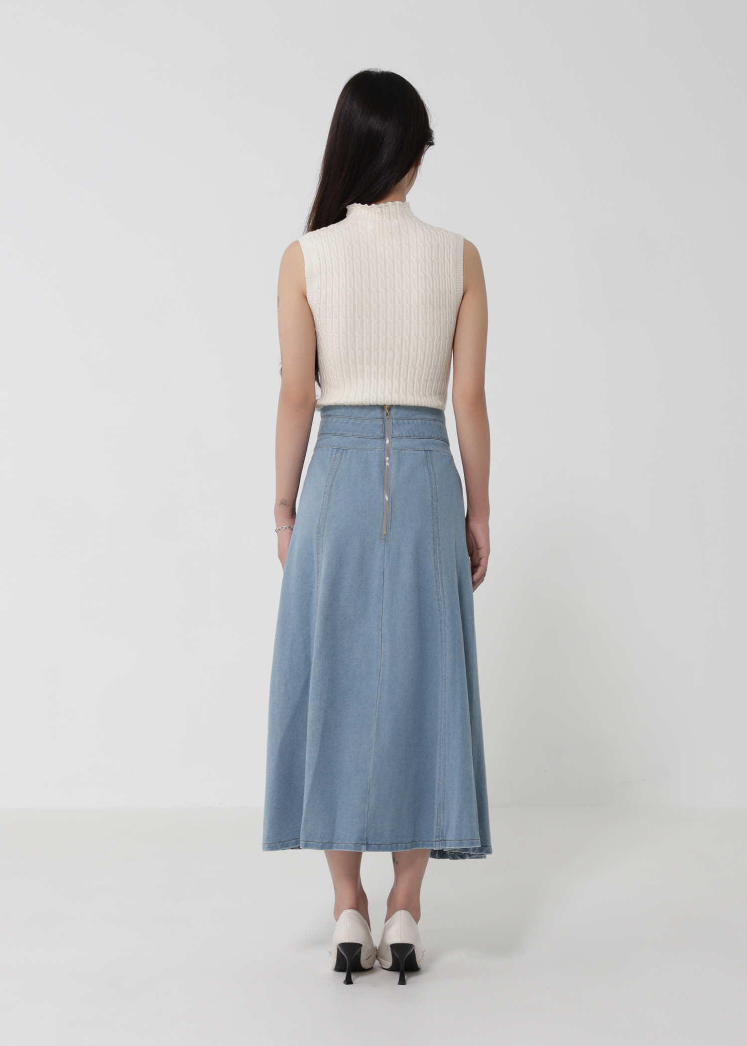 Denim High Waist Back Zip DJ167