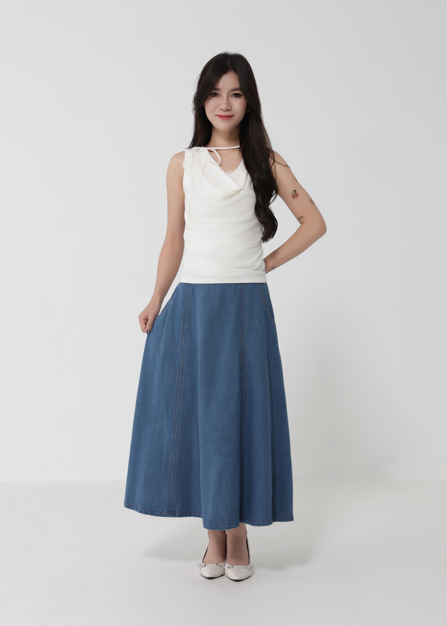 Denim High Waist Back Zip DJ167