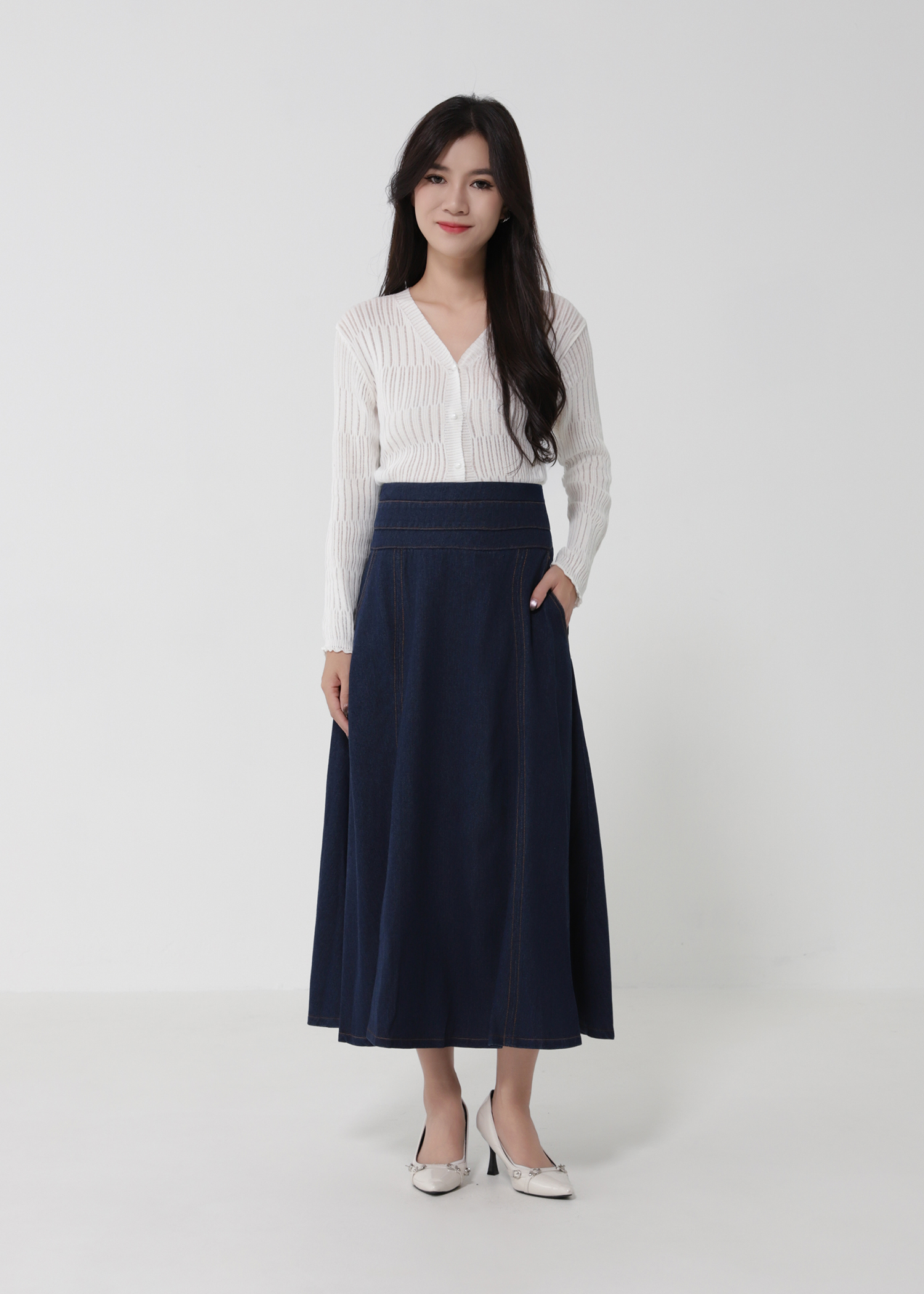Denim High Waist Back Zip DJ167