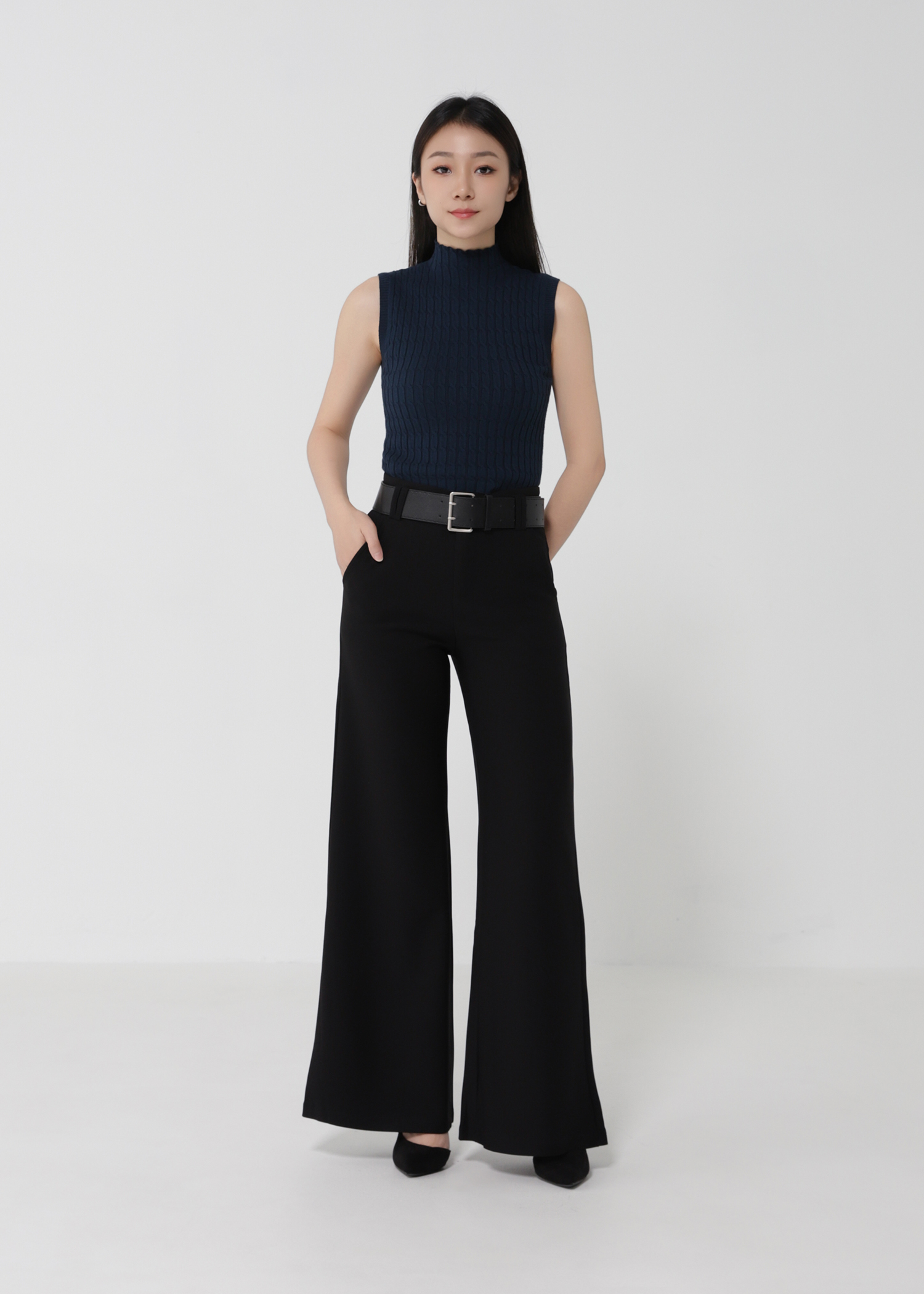 Formal Side Pocket With Belt Long Pants DJ175